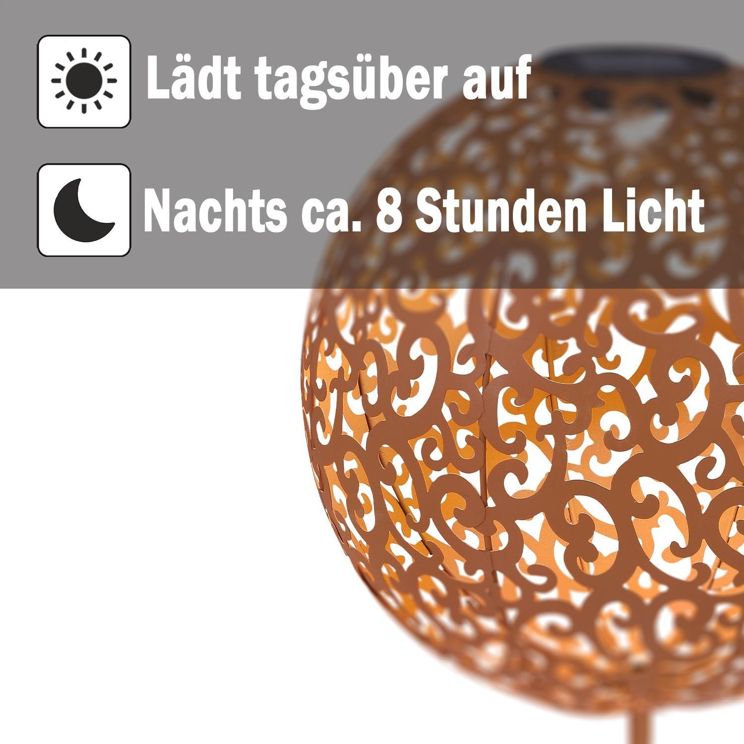 bmf-versand LED Solarleuchte Solarleuchte Garten Solarlampe 2er Set Außen Kugel 28 cm LED