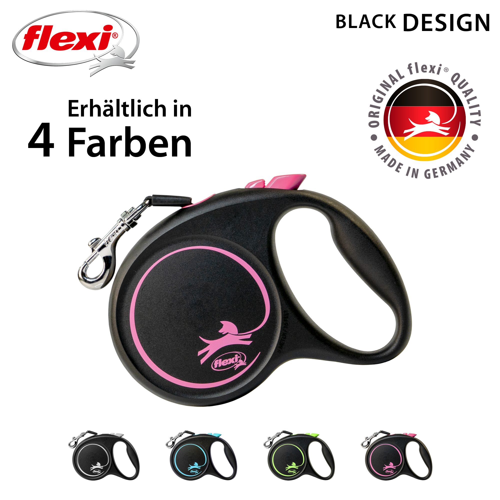 Flexi Hundeleinen Flexi Black Design Gurt pink M, 5 m, 25 kg