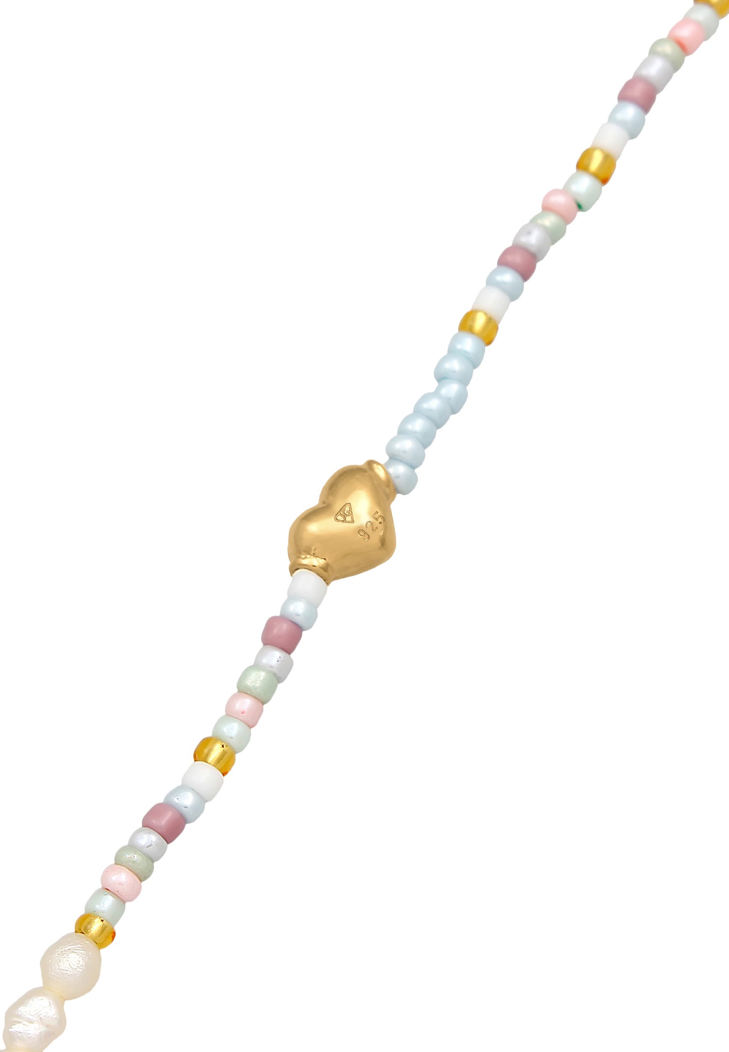 Collana girocollo da donna Elli con perline di vetro e ciondolo a forma di cuore, in argento sterling 925 placcato oro, dal design trendy.