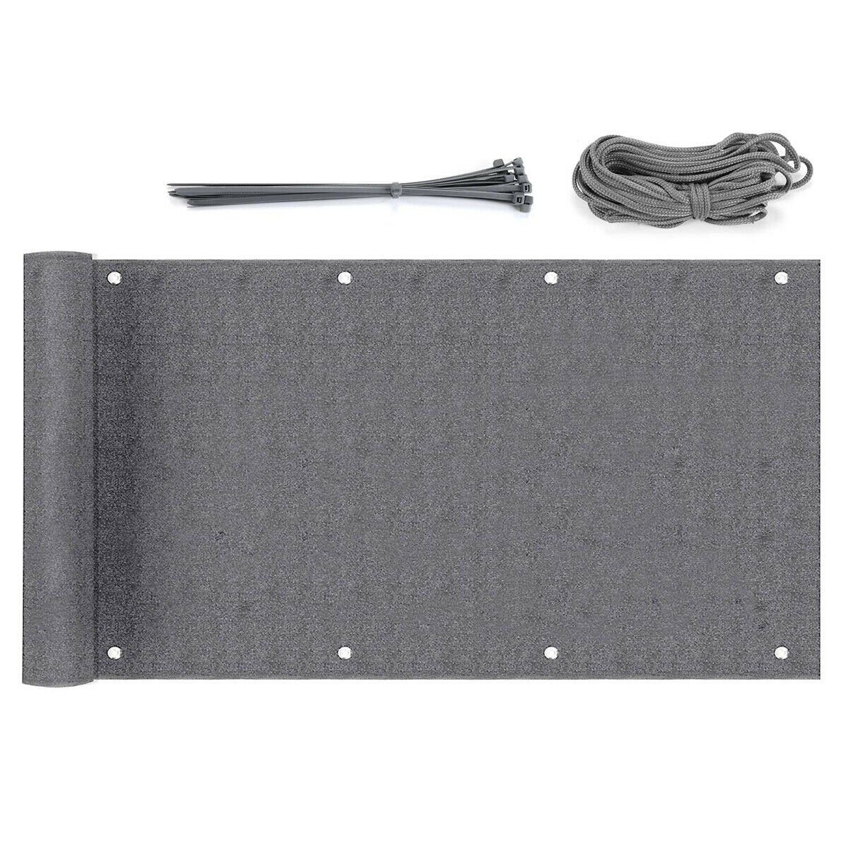 Sekey Balkonsichtschutz Balkon Sichtschutz Bespannung aus 220g/m² HDPE, dicht, Anthrazit mit Ösen, Nylon Kabelbinder und Kordel