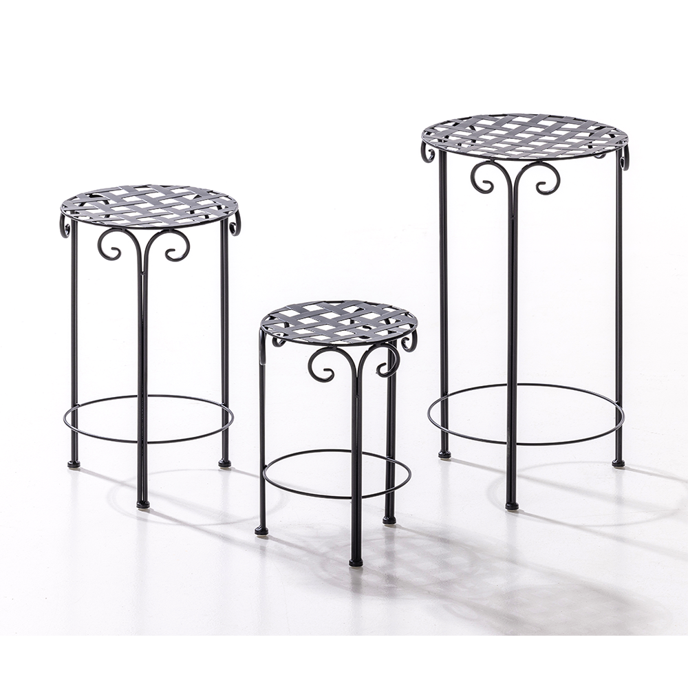 HC Garten & Freizeit Blumenständer 3er Set aus Metall Pflanzenständer Set schwarz