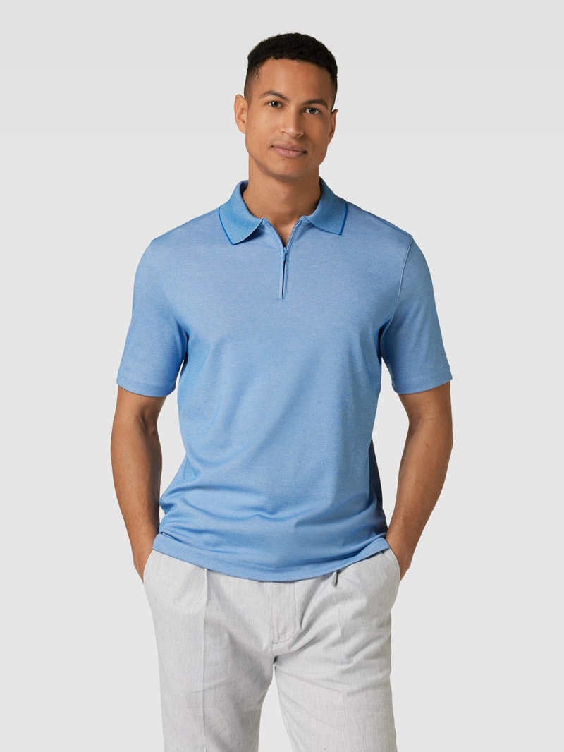 Poloshirt mit Reißverschluss in blau