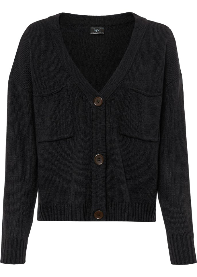 Verkürzte Strickjacke mit großen Taschen