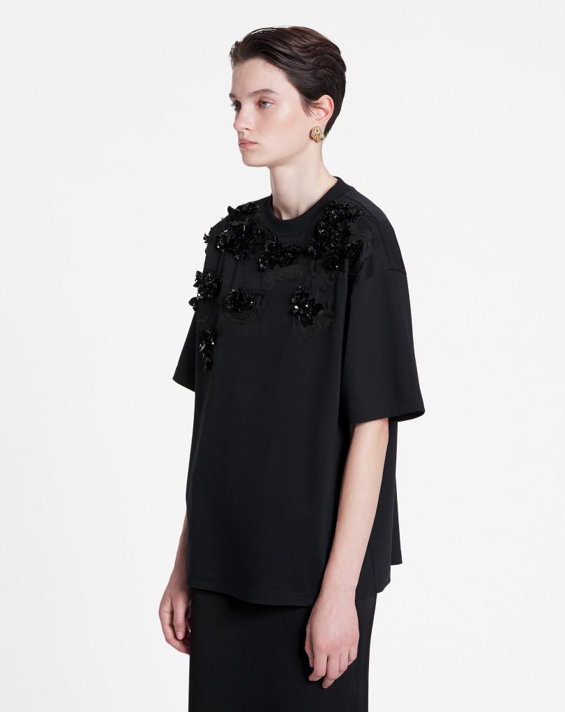 TEE-SHIRT OVERSIZE À BRODERIES FLEURS