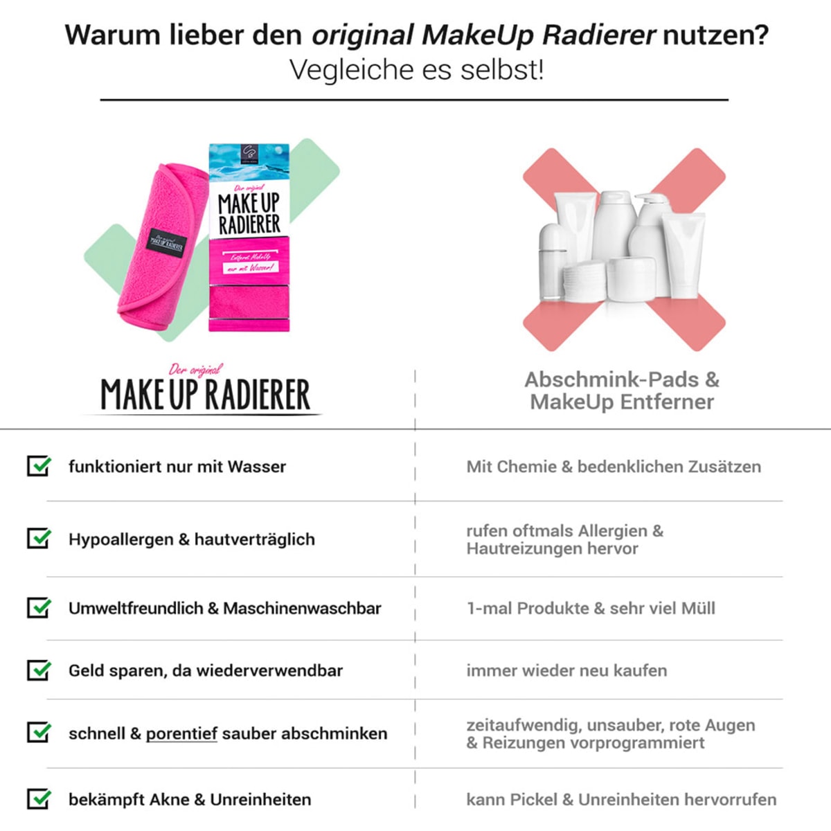 MakeUp Radierer Tuch Pink, 1 St