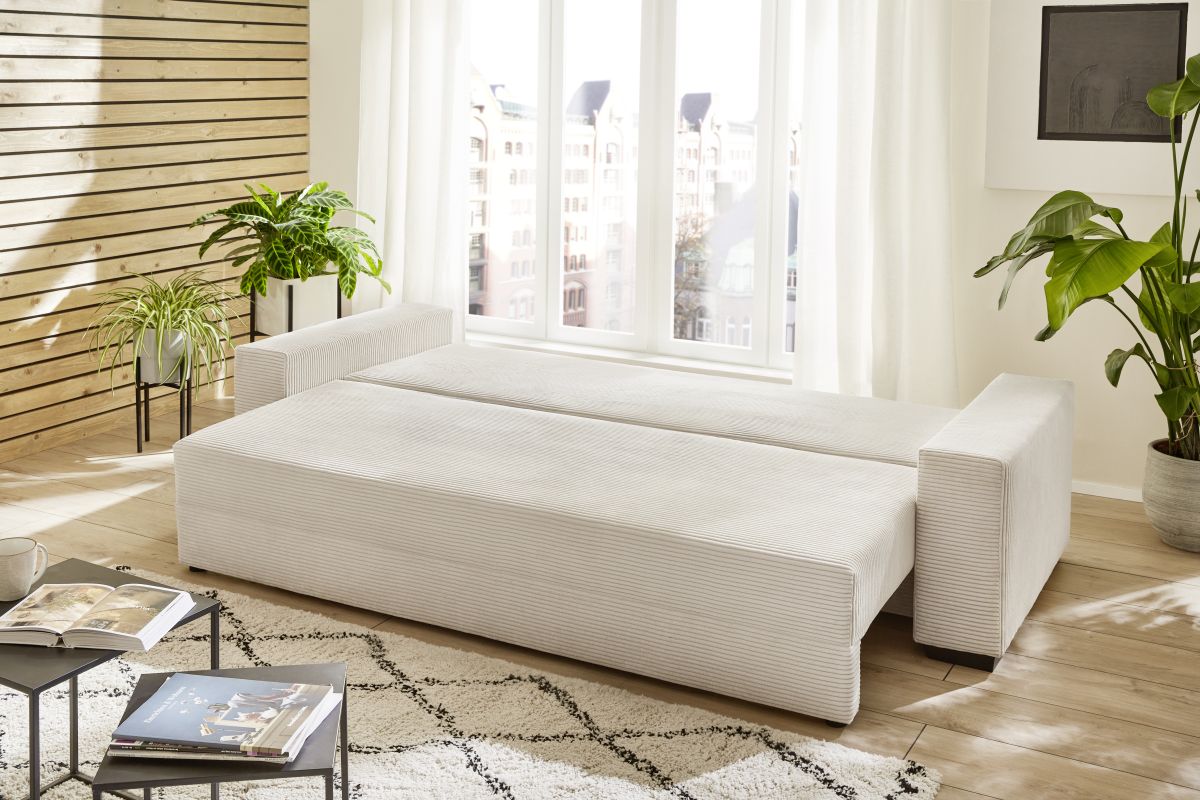 Sun Garden Schlafsofa Trier mit Stauraum Cord Natur