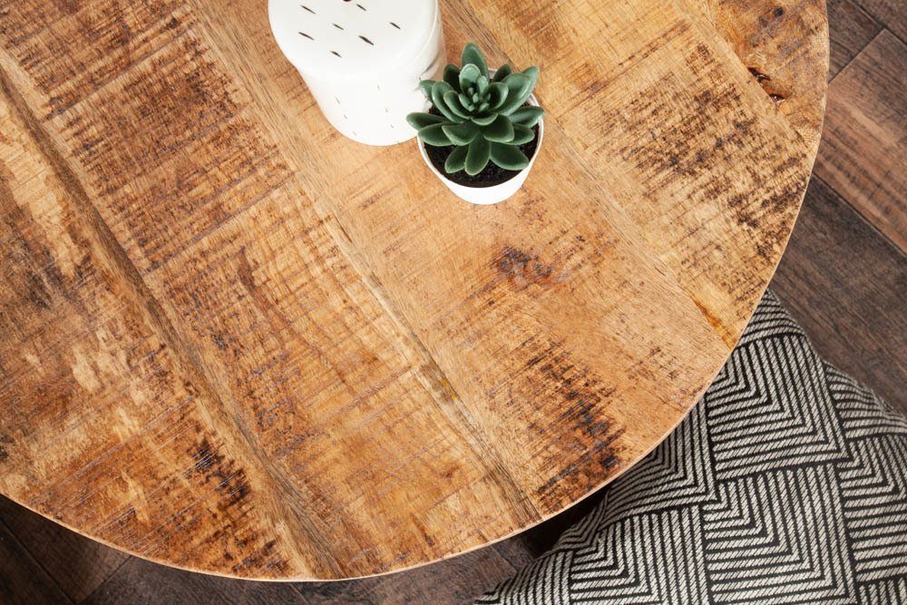 riess-ambiente Couchtisch FACTORY LOFT Ø60cm natur / schwarz (Einzelartikel, 1-St), Wohnzimmer · Mango-Massivholz · rund · Metall · handmade · Industrial