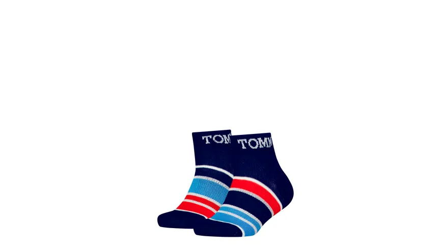 TOMMY HILFIGER Kinder Socken Quarter Sport Stripe Tommy 2er Pack olympic blue