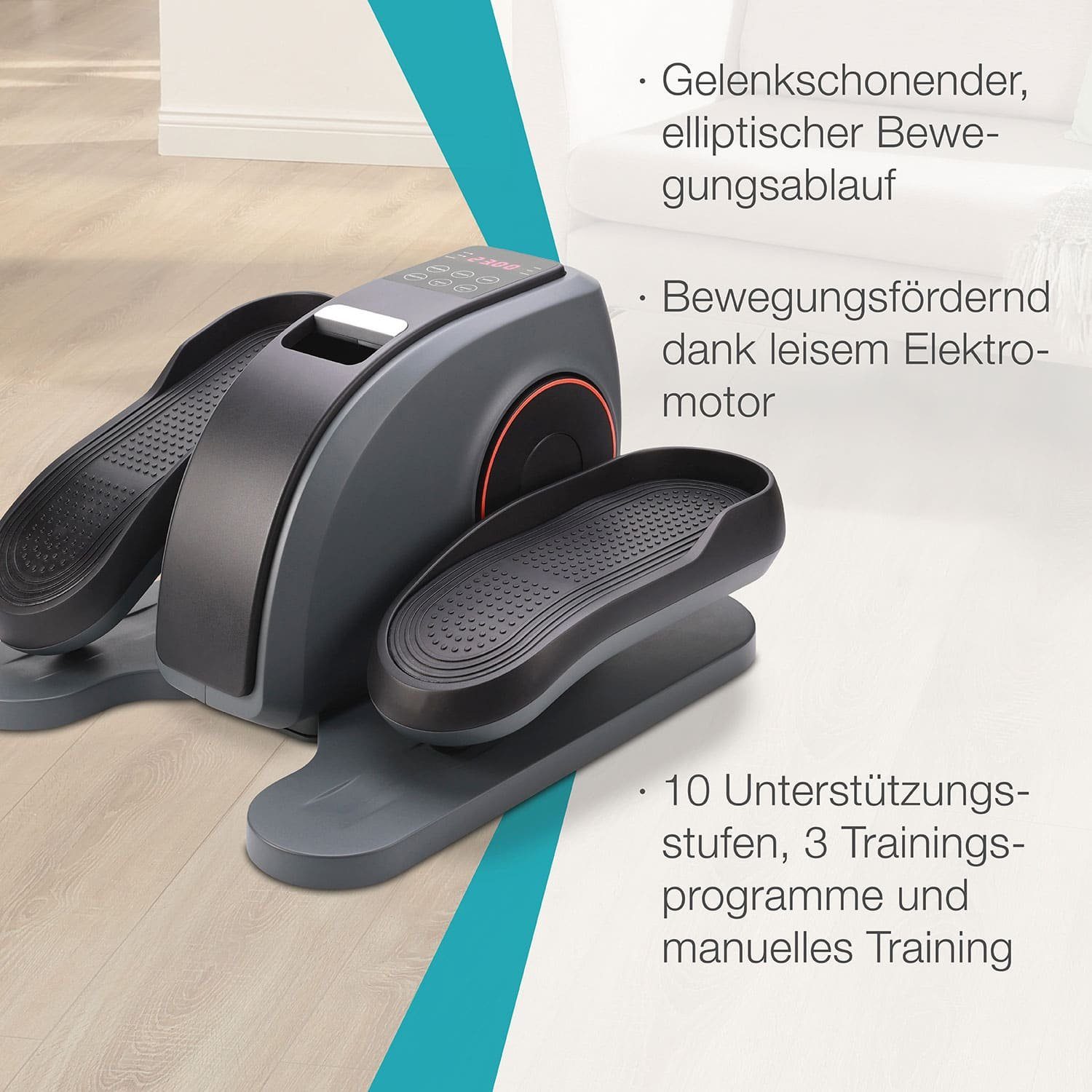 aktivshop Ellipsentrainer Mini Vital Pro (1x Mini-Ellipsentrainer aktiv Vital Pro mit Motor, 1x Fernbedienung, 1x Netzteil), LCD-Display