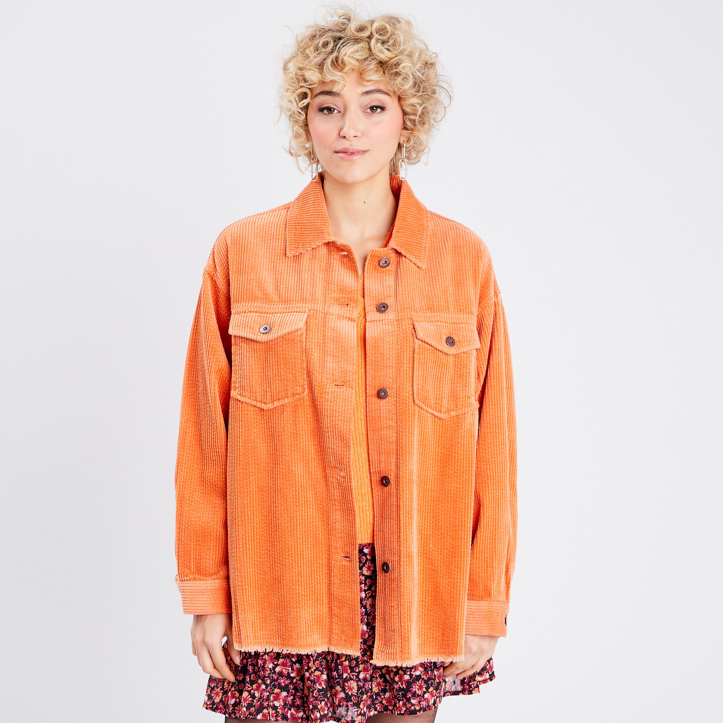 Surchemise manches longues orange femme | Cache Cache