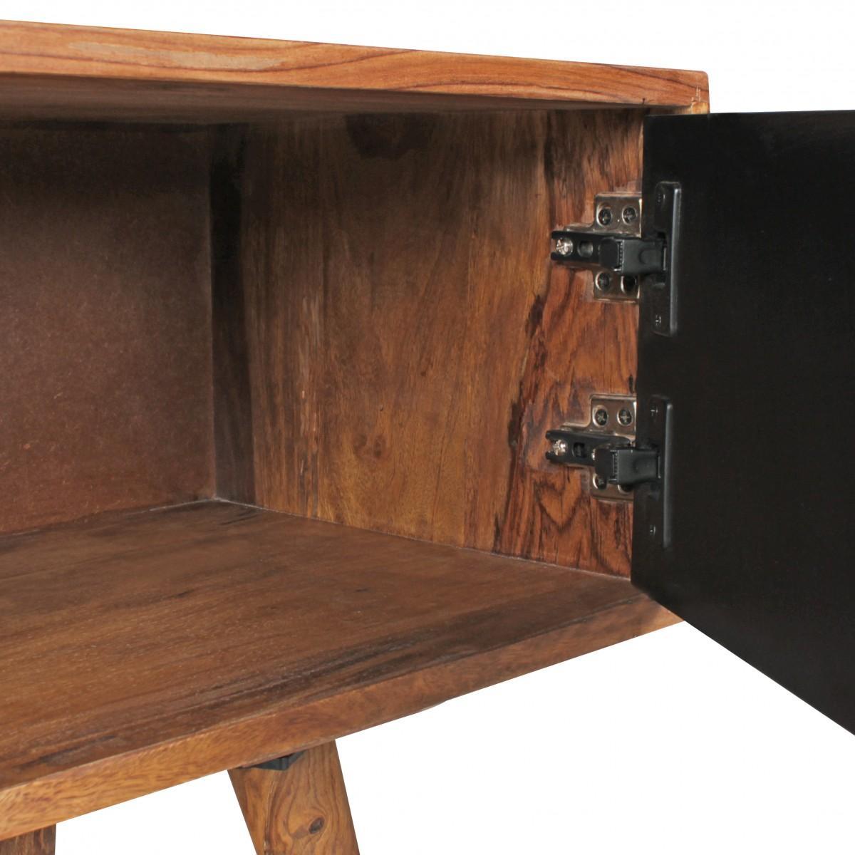 Wohnling TV Lowboard REPA Massiv-Holz Sheesham Braun/Schwarz