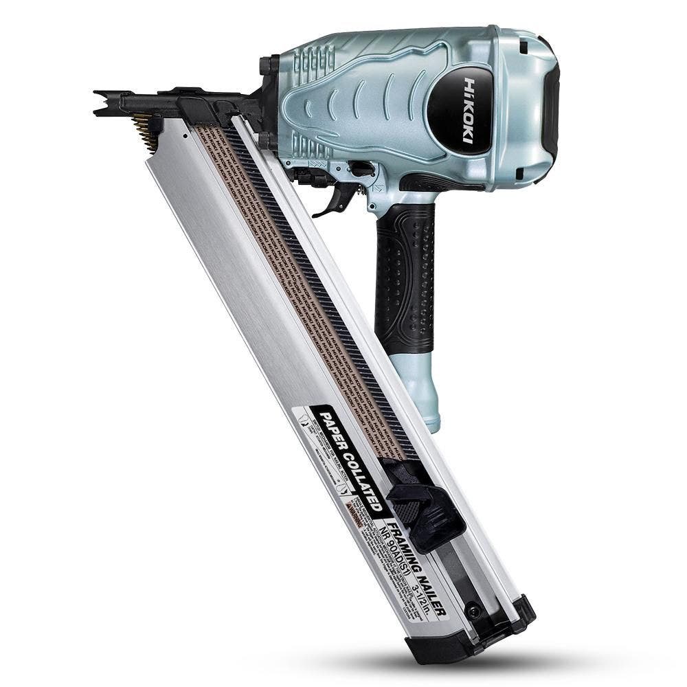 Pregador pneumático HiKOKI com clipe em D de 50-90 mm e ângulo de 34 graus, com suporte NR90AD(H4Z)