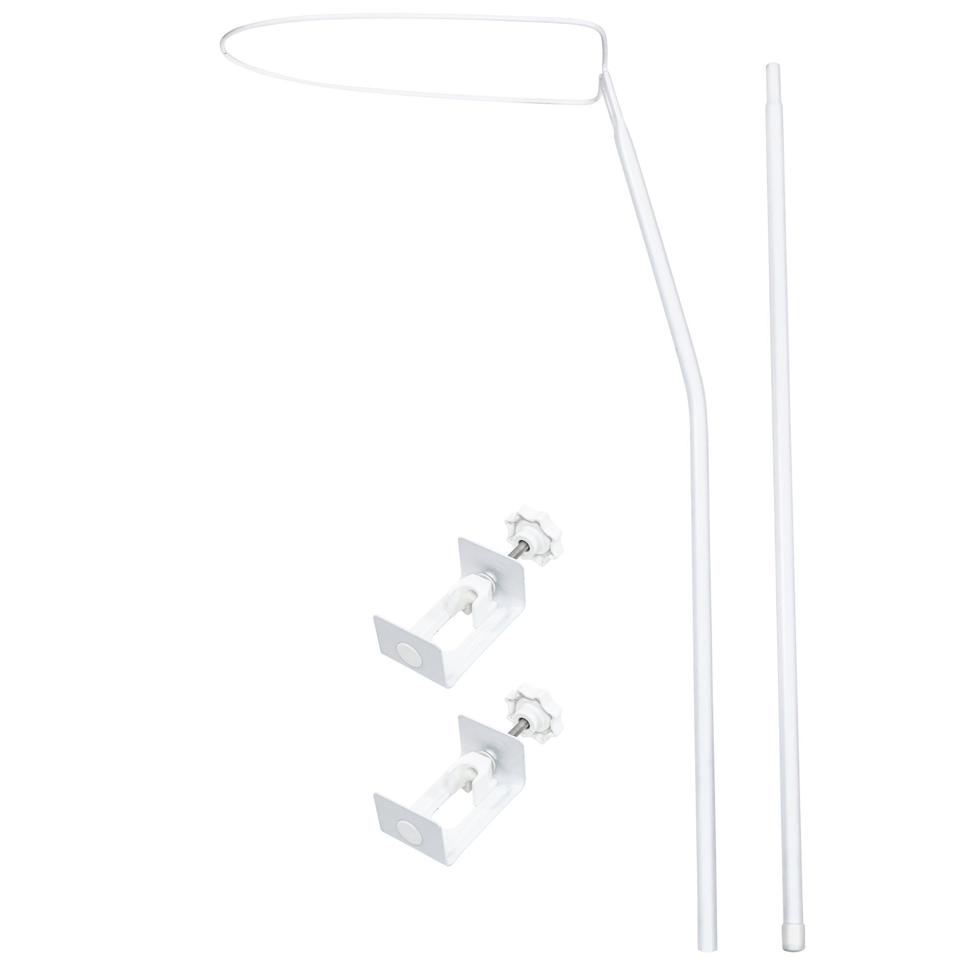 Himmelstange (Made in EU) Himmelhalter; Schleierhalter zum Klemmen für Babybett; Kinderbett; Stubenwagen; Wiege, inkl. Befestigung, lackiertes Metall in weiß, Amilian, geklemmt