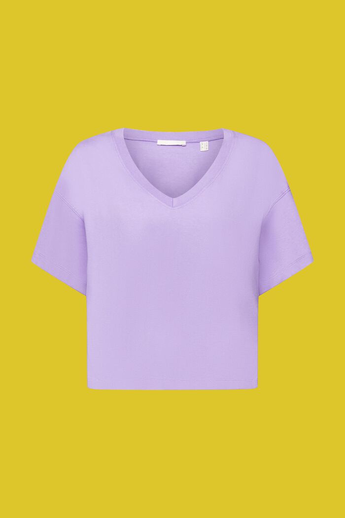 T-Shirt mit V-Ausschnitt aus Baumwolle