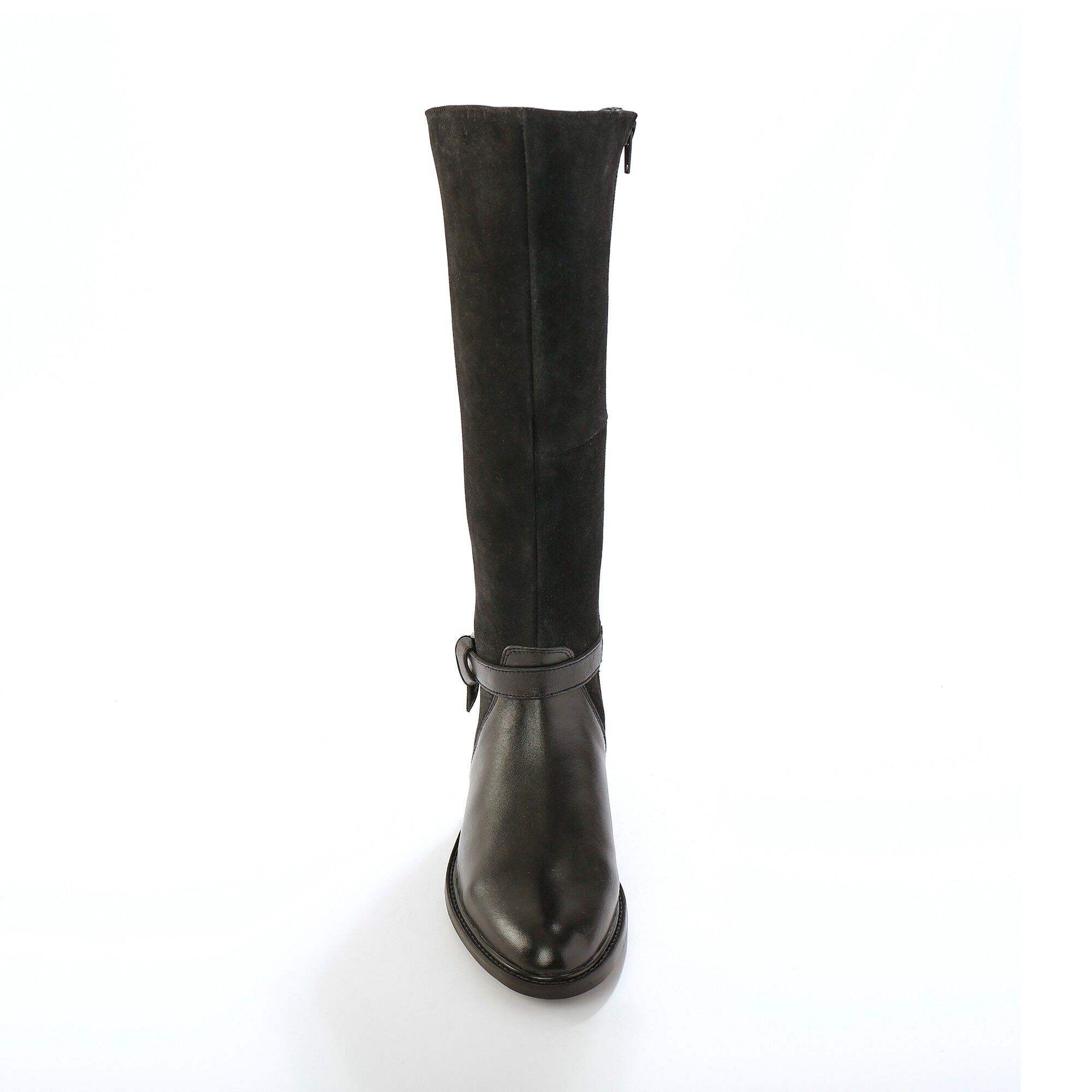 Bottes en cuir bimatière à mollets élastiqués