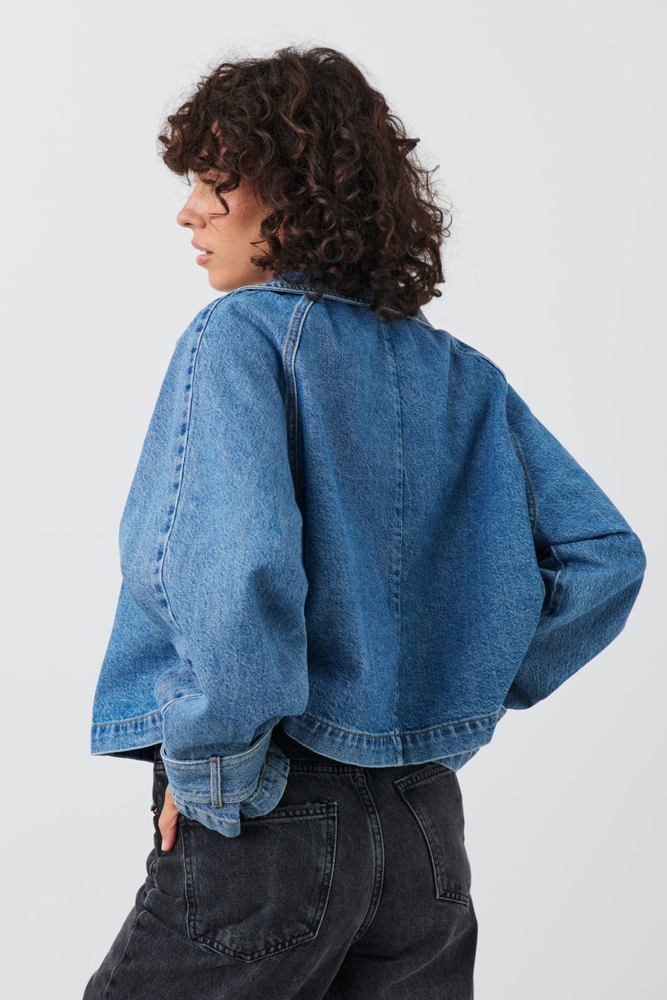 Denim short trench coat