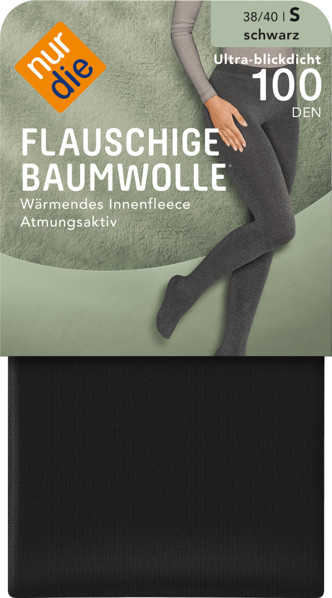 Strumpfhose Flauschige Baumwolle schwarz Gr. 40/44, 100 DEN, 1 St