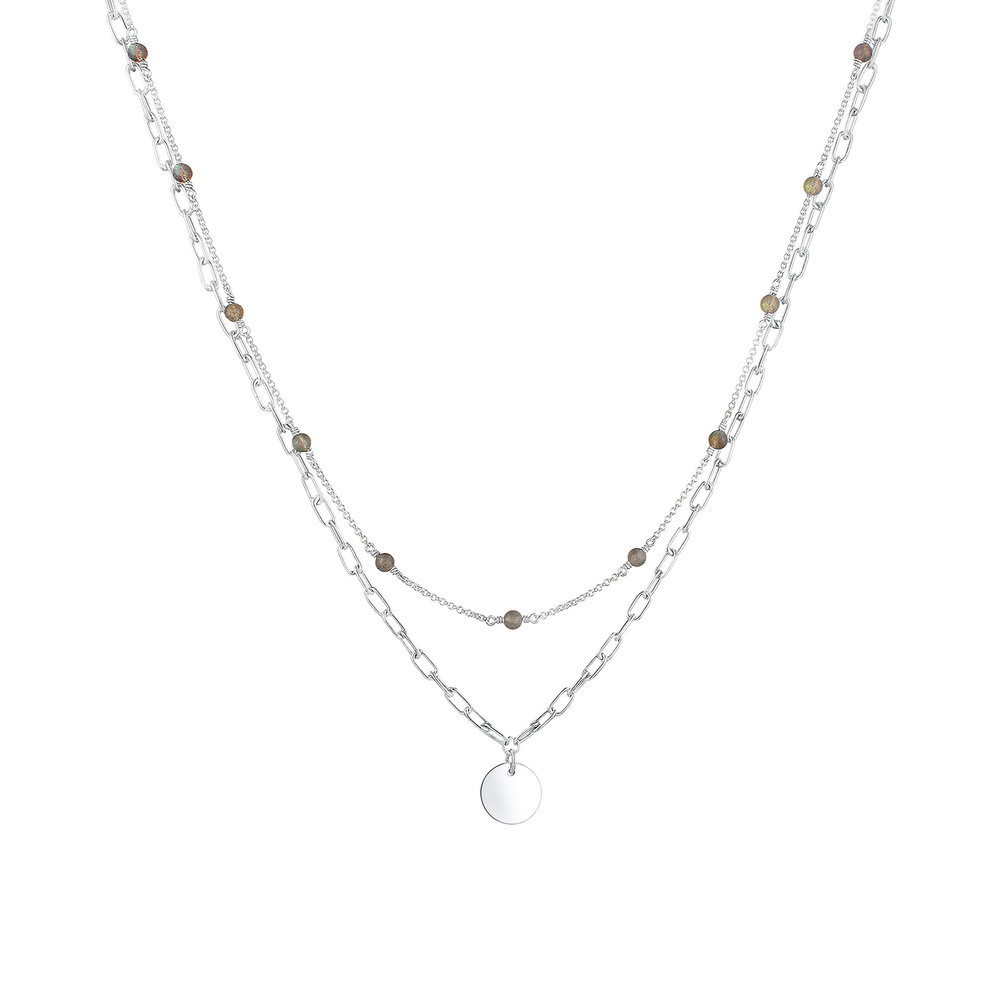 Elli PREMIUM Elli PREMIUM Collier Chaîne de vélo pour dames Pierre de Labradorite en argent st collier