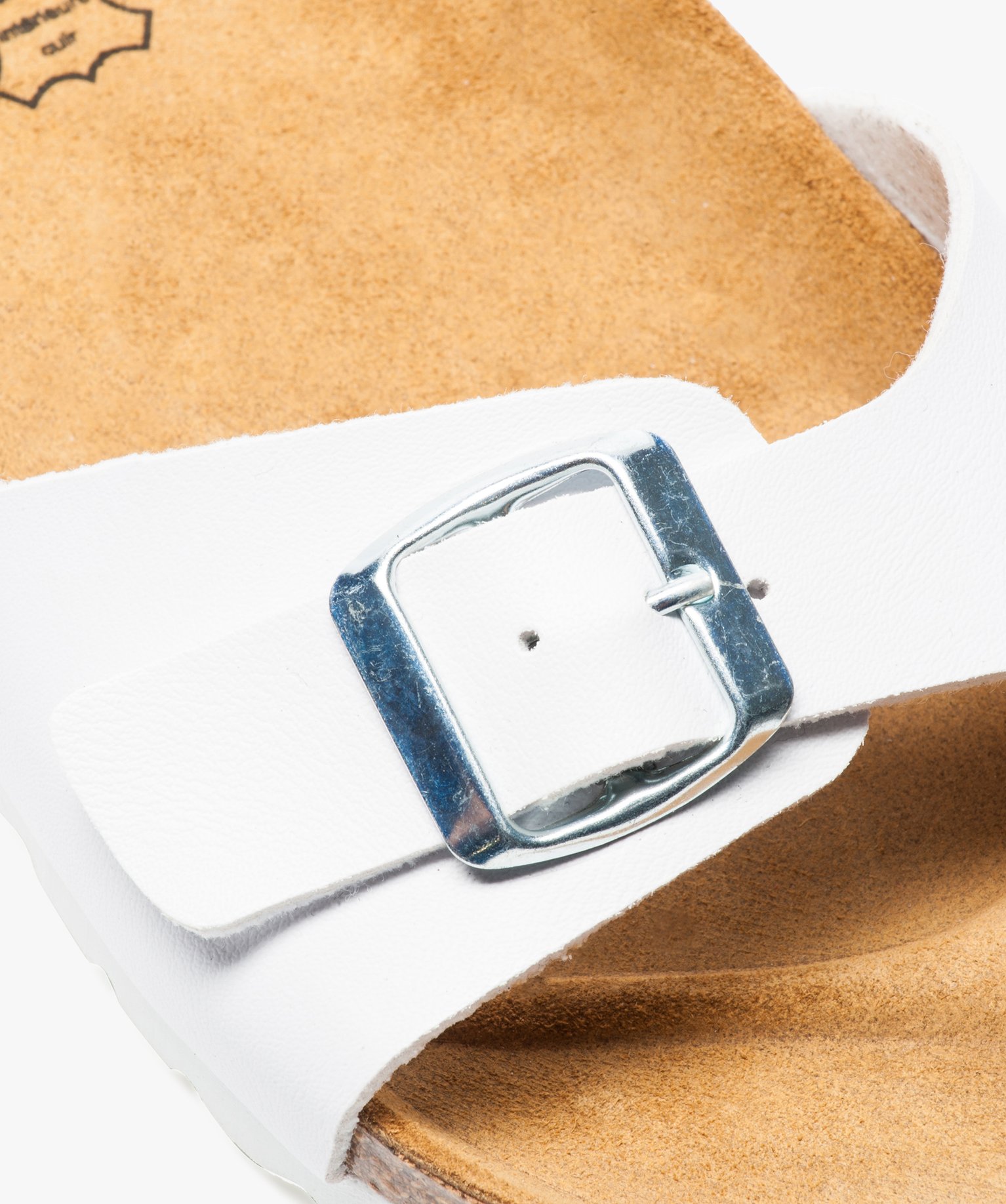 Mules femme à talon plat et large bride ajustable blanc | GEMO