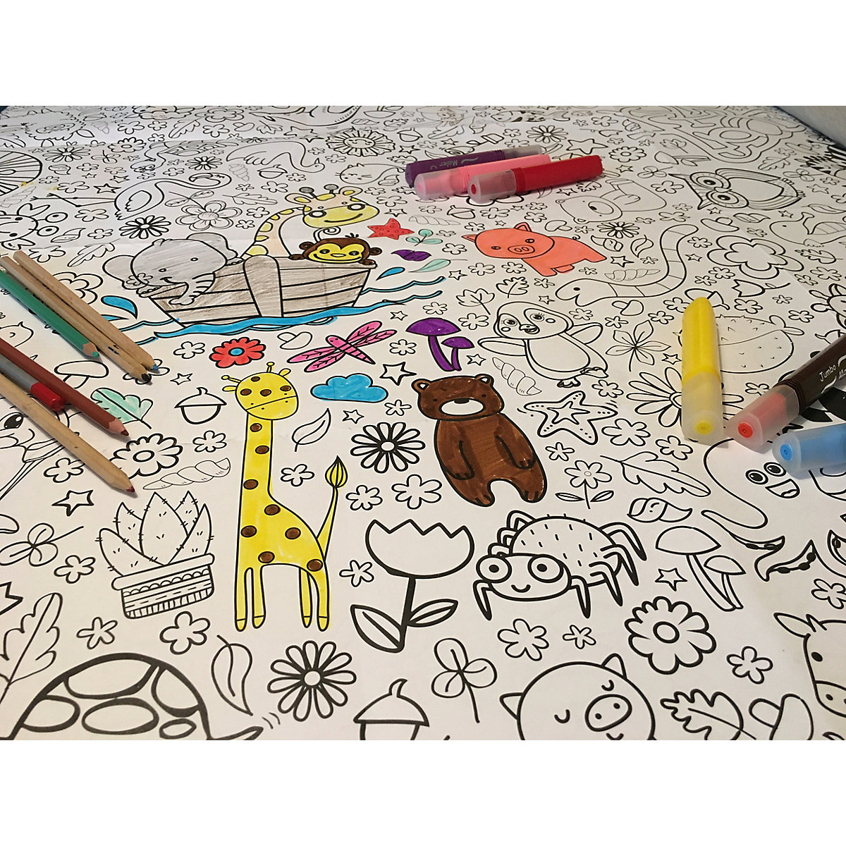 Mal Mich Bunt Ausmal-Tischdecke aus Papier: Zoo & Natur, 84,1x118,9cm