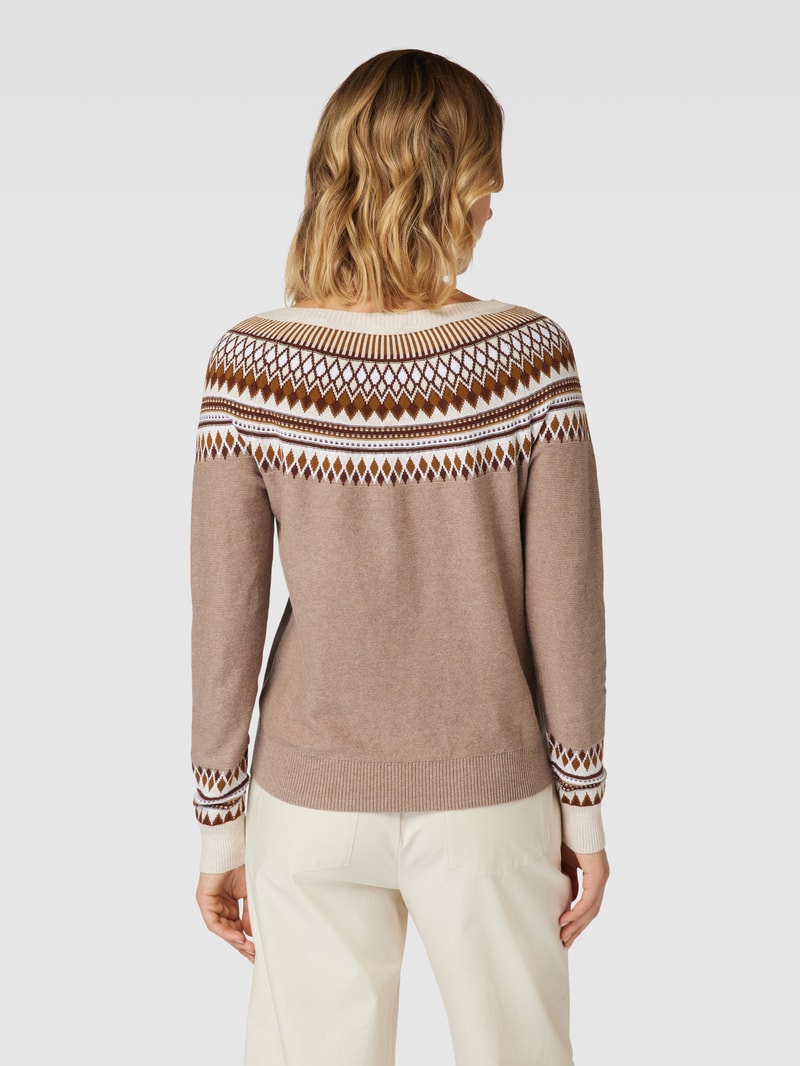 Strickpullover mit Zickzack-Muster in taupe