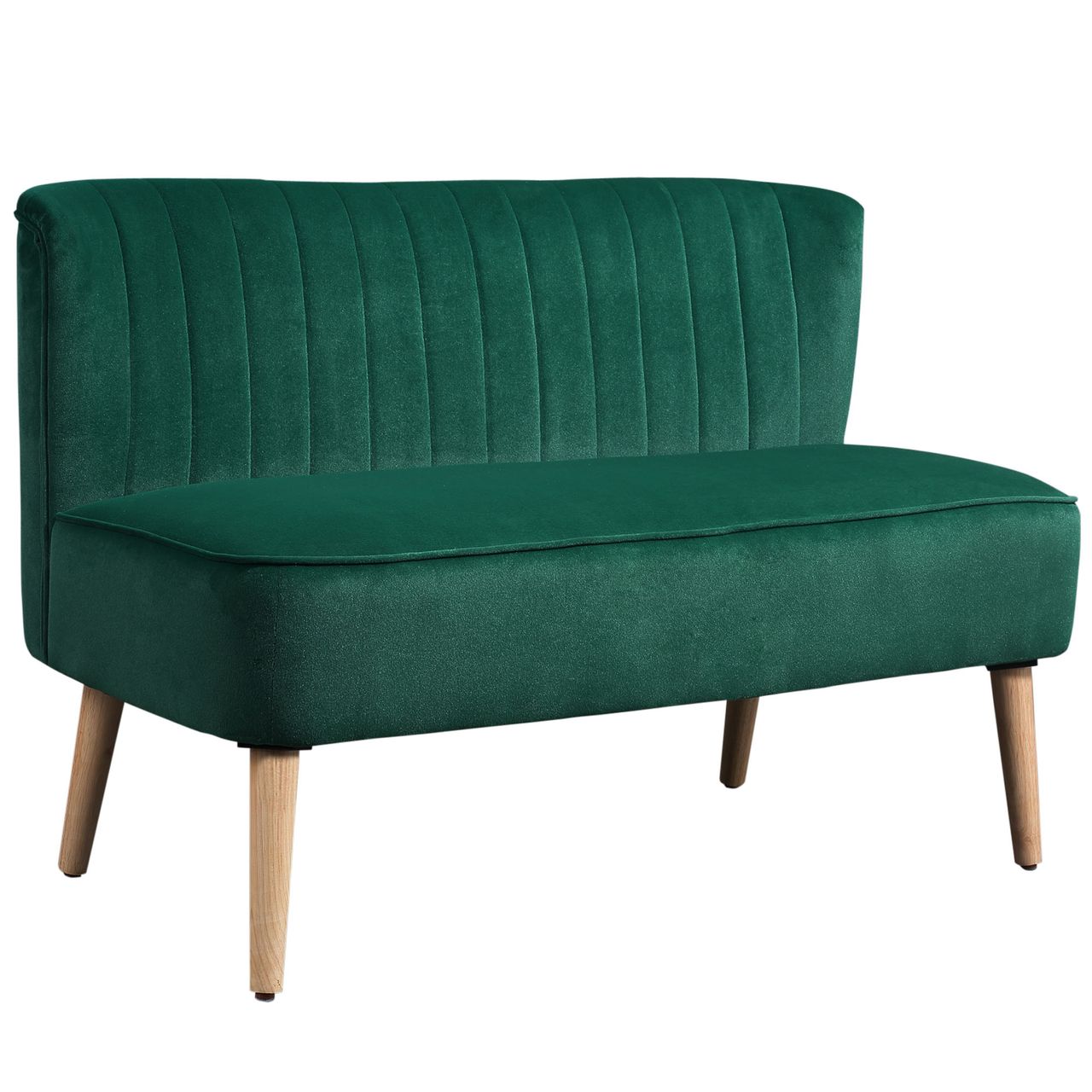 HOMCOM 2-Sitzer Stoffsofa Polstersofa Sitzmöbel Loungesofa Dunkelgrün 117 x 56,5 x 77 cm