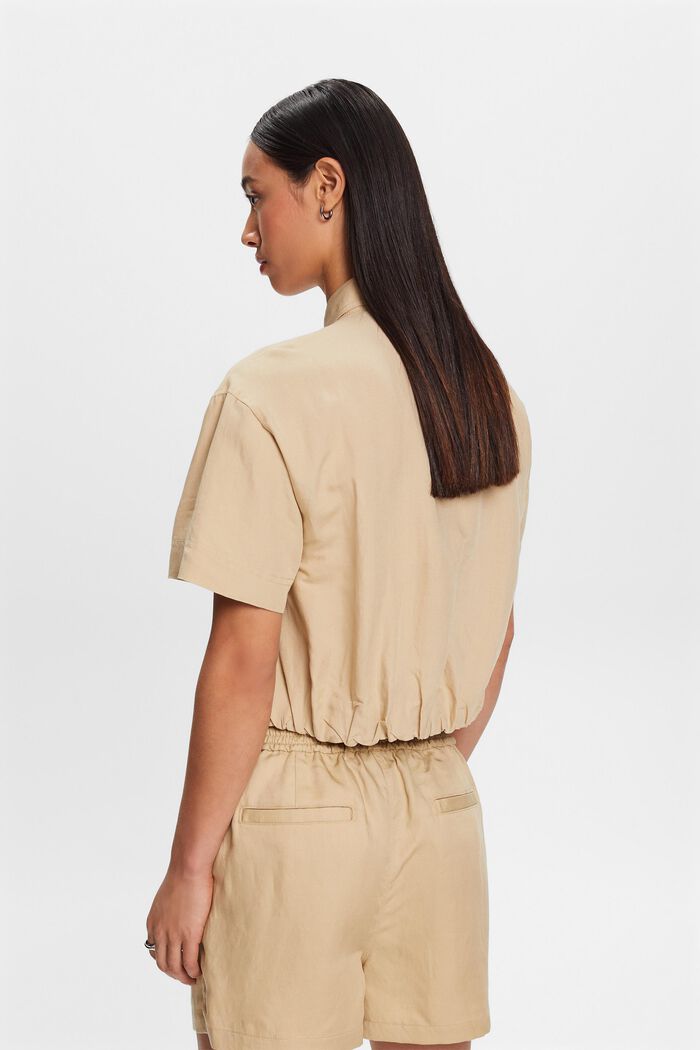 Verkürzte Hemdbluse, Leinenmix