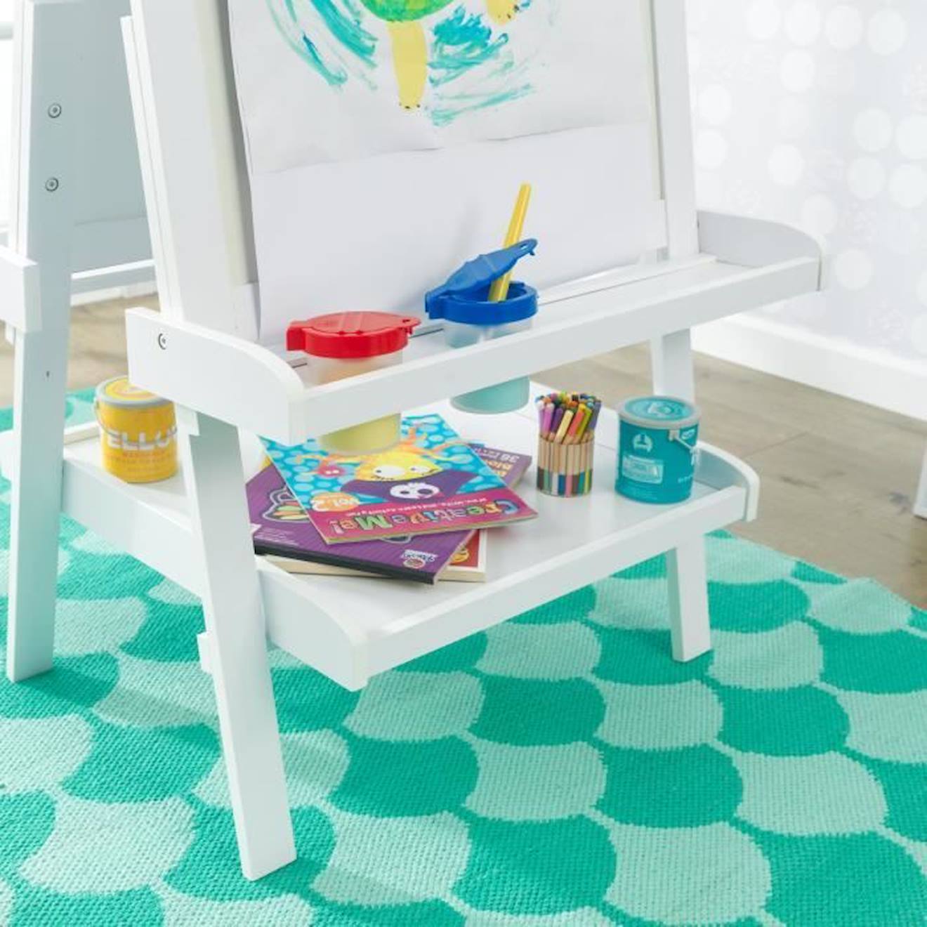 Chevalet Blanc Ajustable en Bois blanc