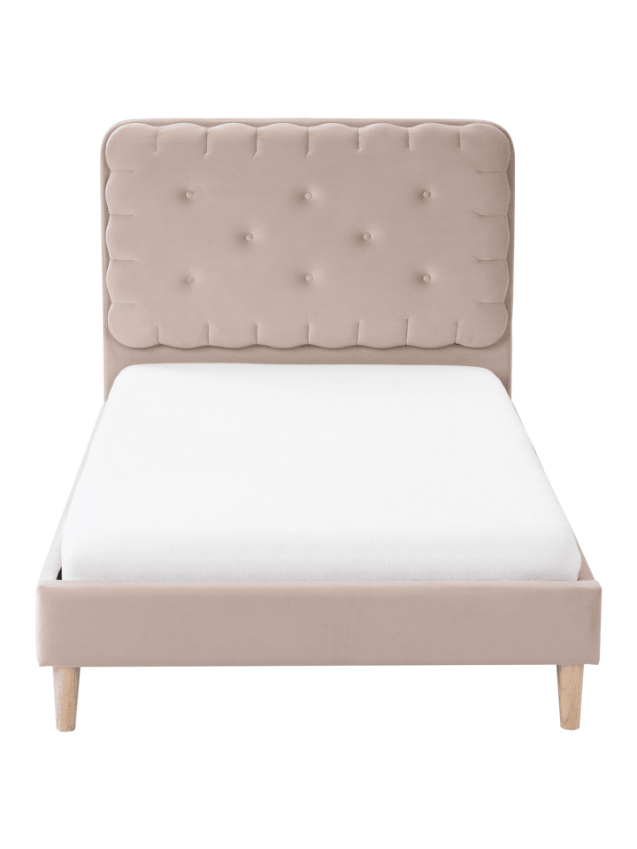 Beliani Einzelbett CORSAINT in Beige/Heller Holzfarbton - (W) 98 x (H) 92 x (L) 209 cm günstig kaufen onesize
