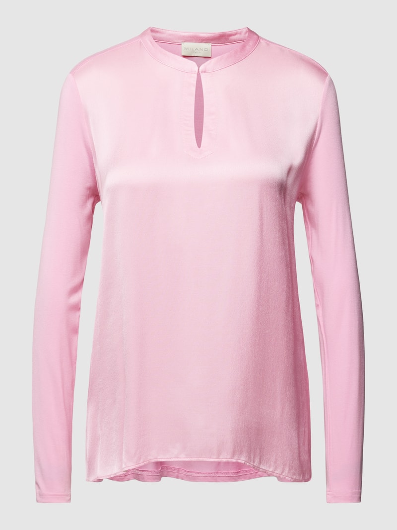 Bluse mit Schlüsselloch-Ausschnitt in pink