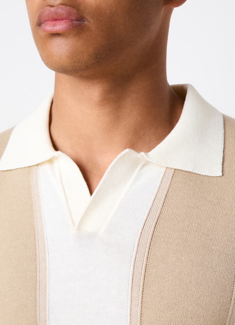 Oscar Jacobson  Matt fijngebreide slim fit polo met ingebreid patroon