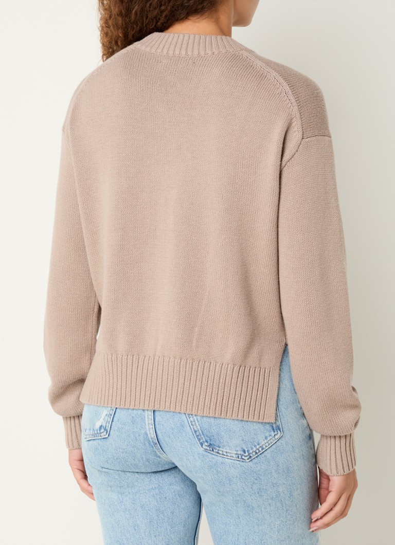 Maglione Calvin Klein a maglia grossa in misto lana con logo lavorato a maglia