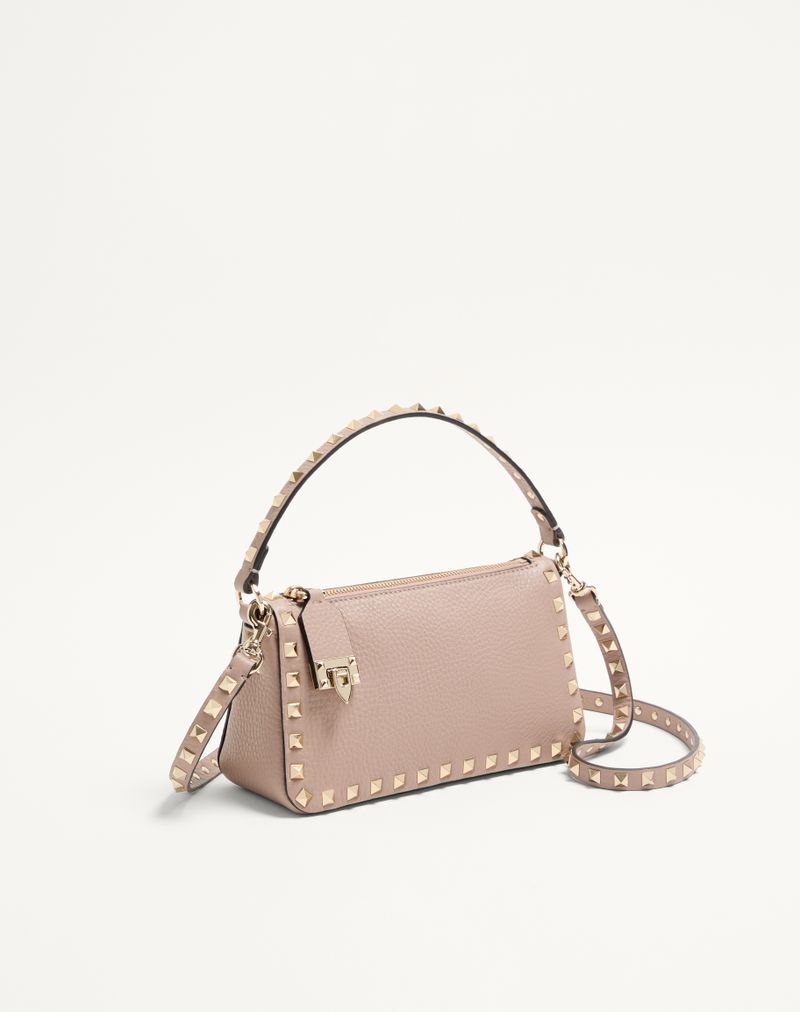 Bolsa de ombro pequena Rockstud em couro de bezerro granulado