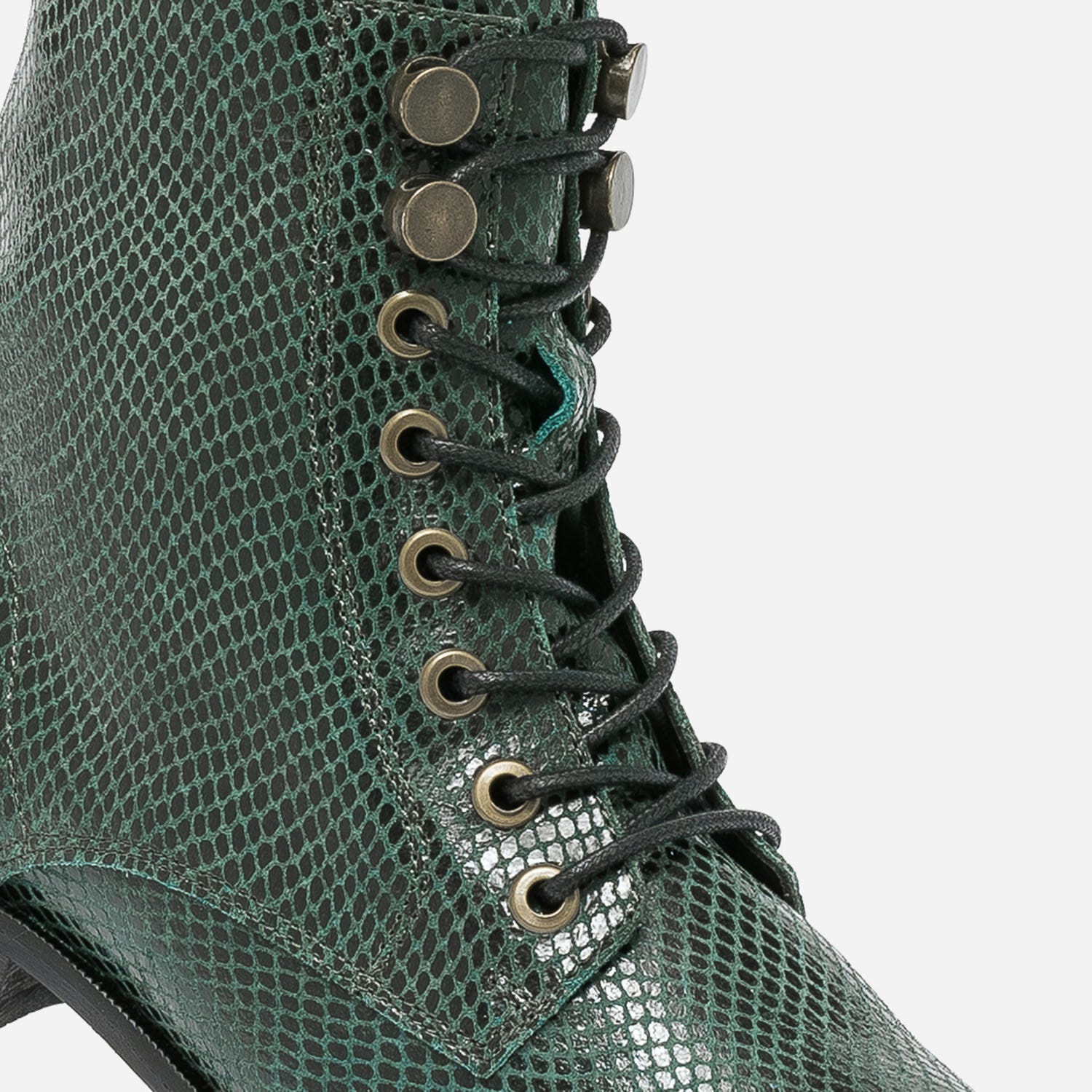 Bottine vert cuir effet python