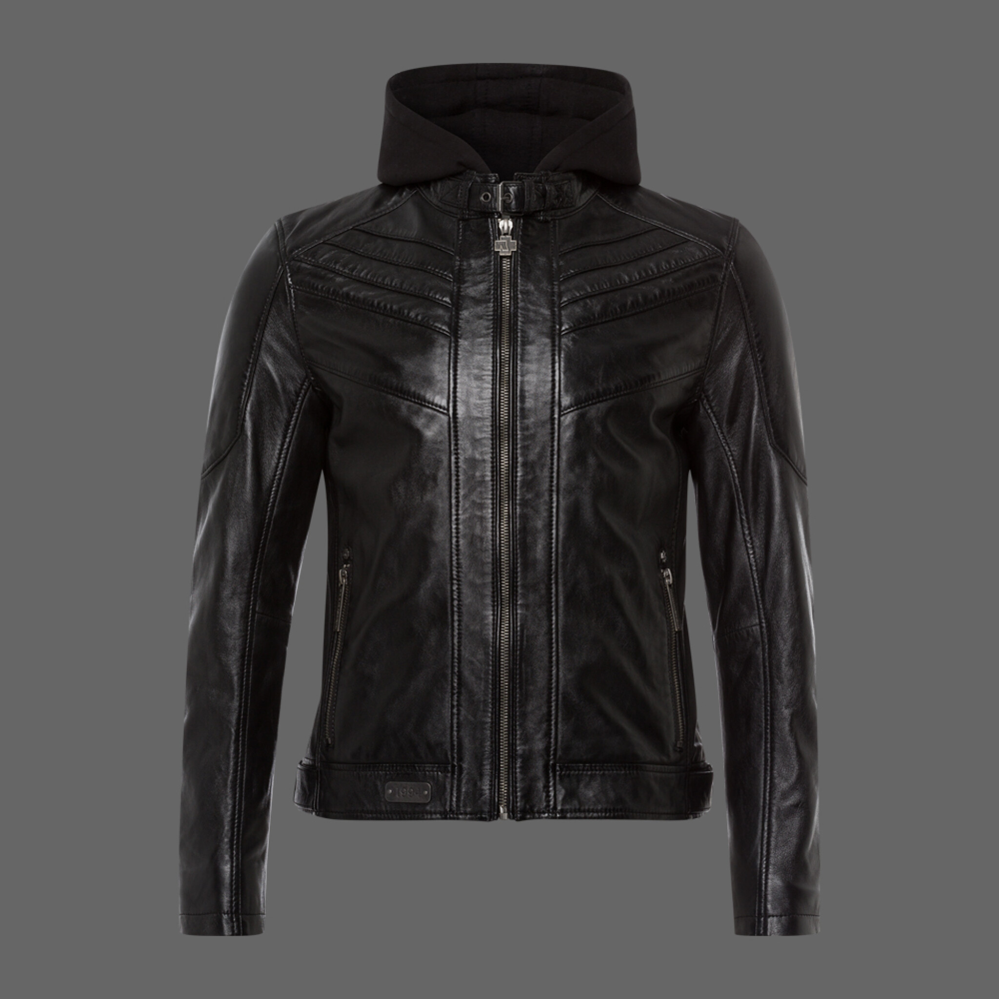 Lederjacke ”Logo” mit Kapuze