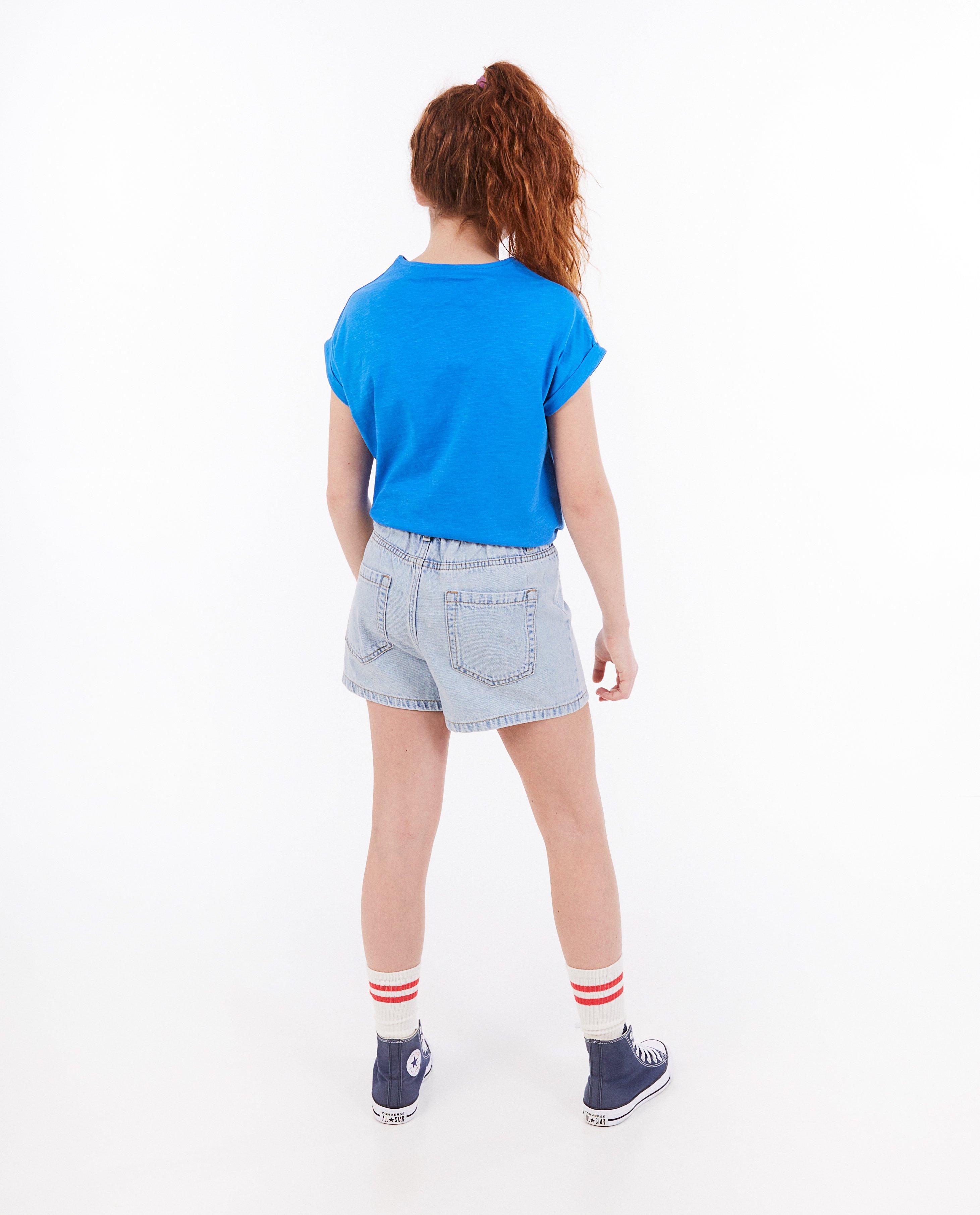 Tricou Fish & Chips cu pictogramă brodată albastră