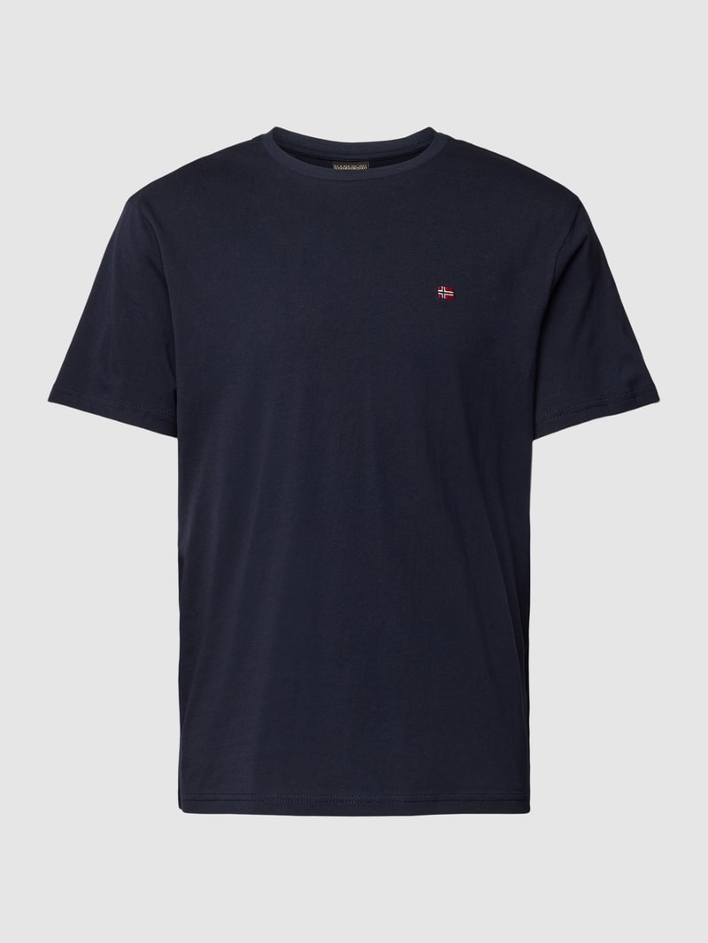 T-Shirt mit Logo-Stitching Modell 'SALIS' in marineblau