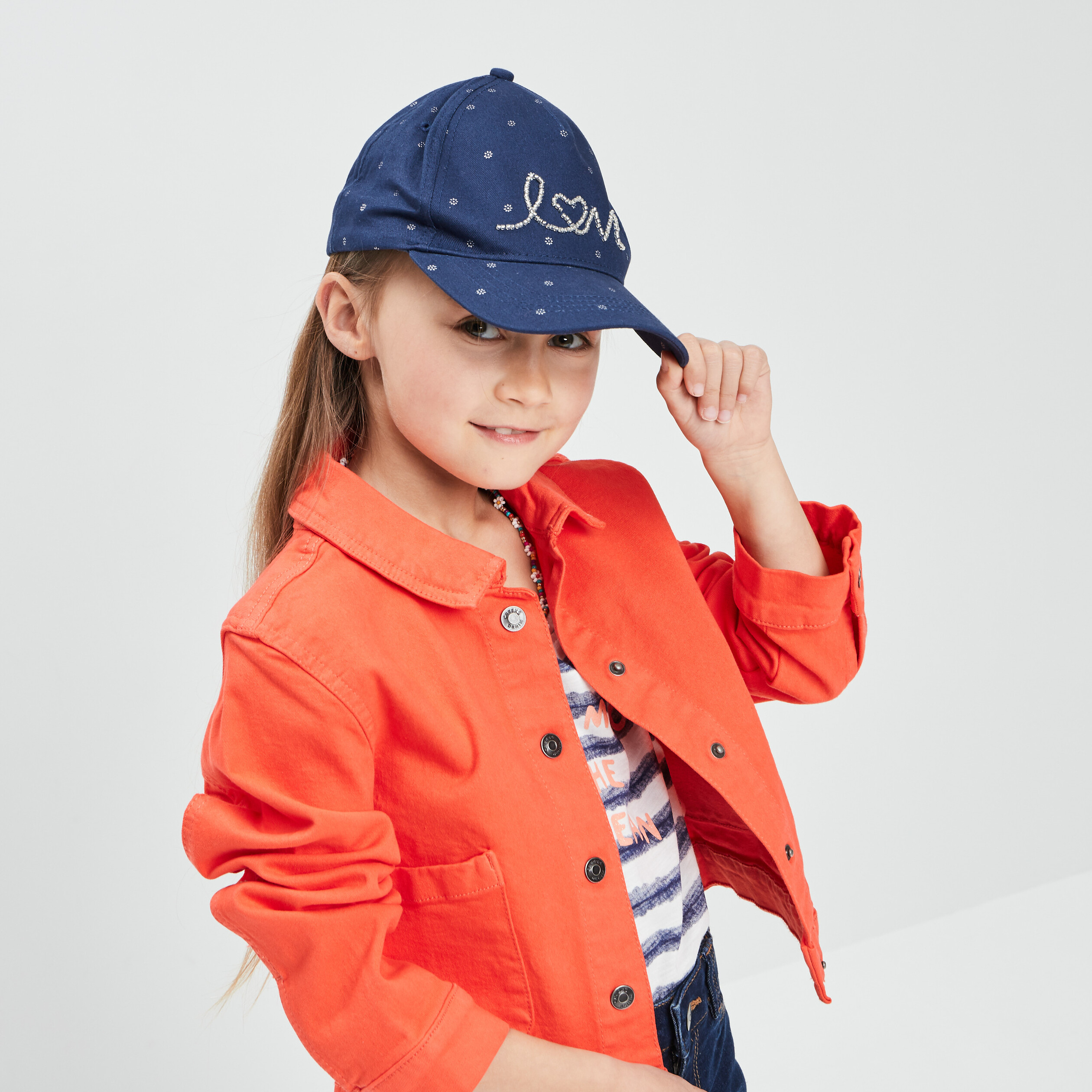 Casquette avec perles bleu marine fille | La Halle