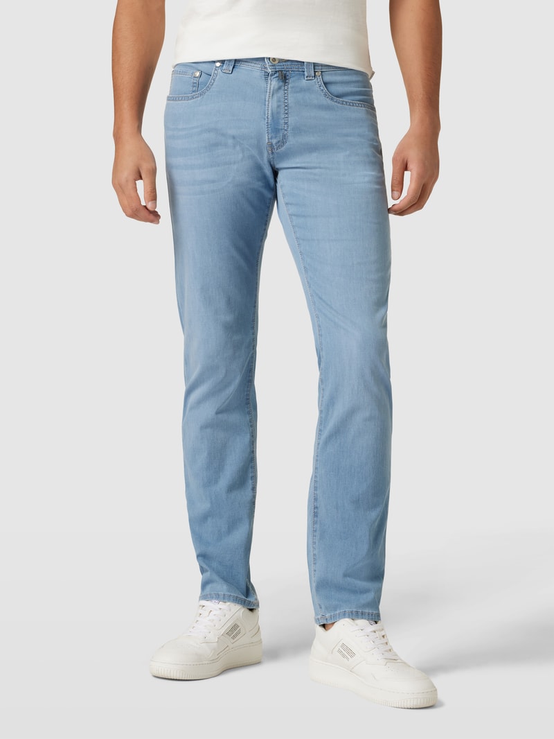 Tapered Fit Jeans mit Stretch-Anteil Modell 'Lyon' in blau