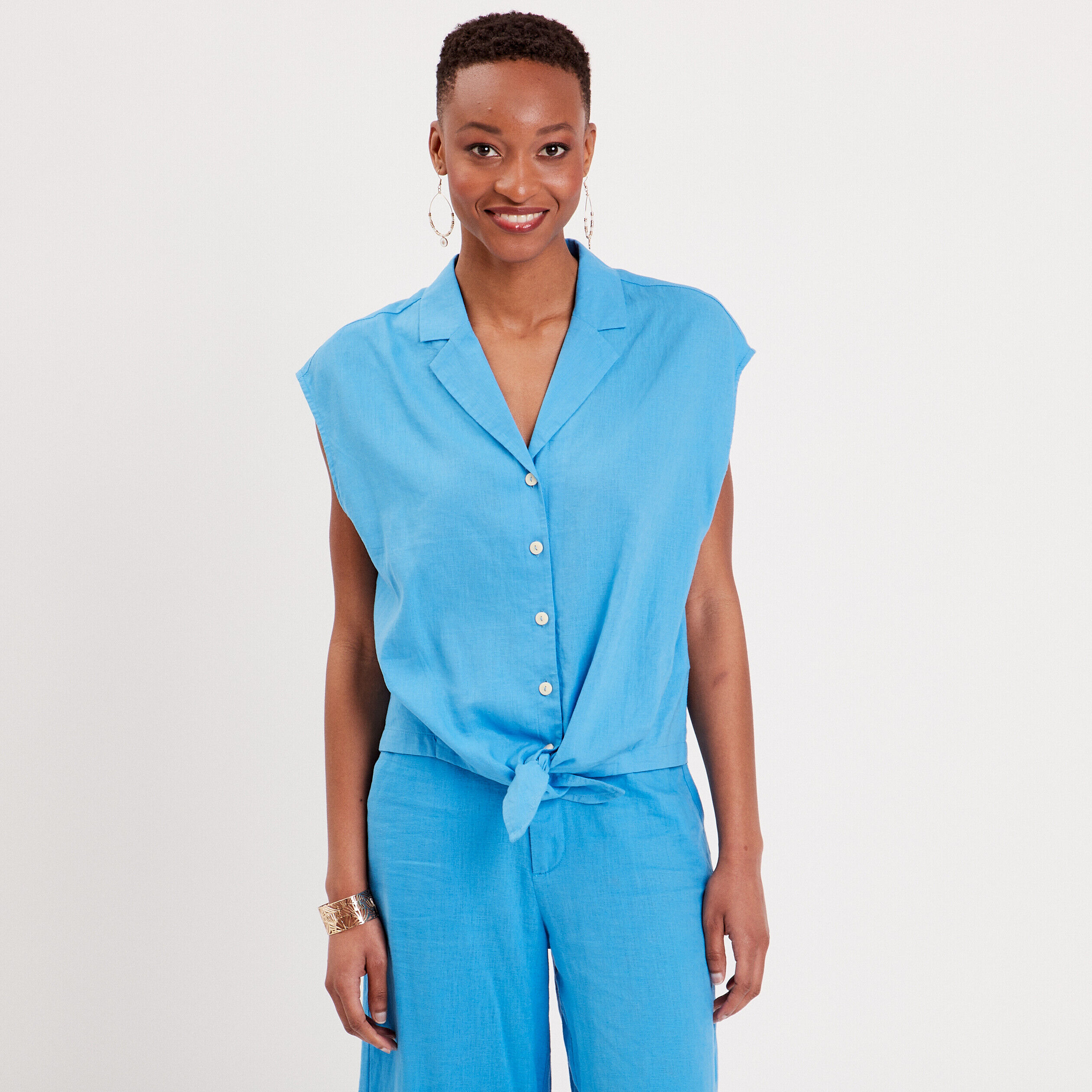 Chemise à nouer bleu femme | Cache Cache