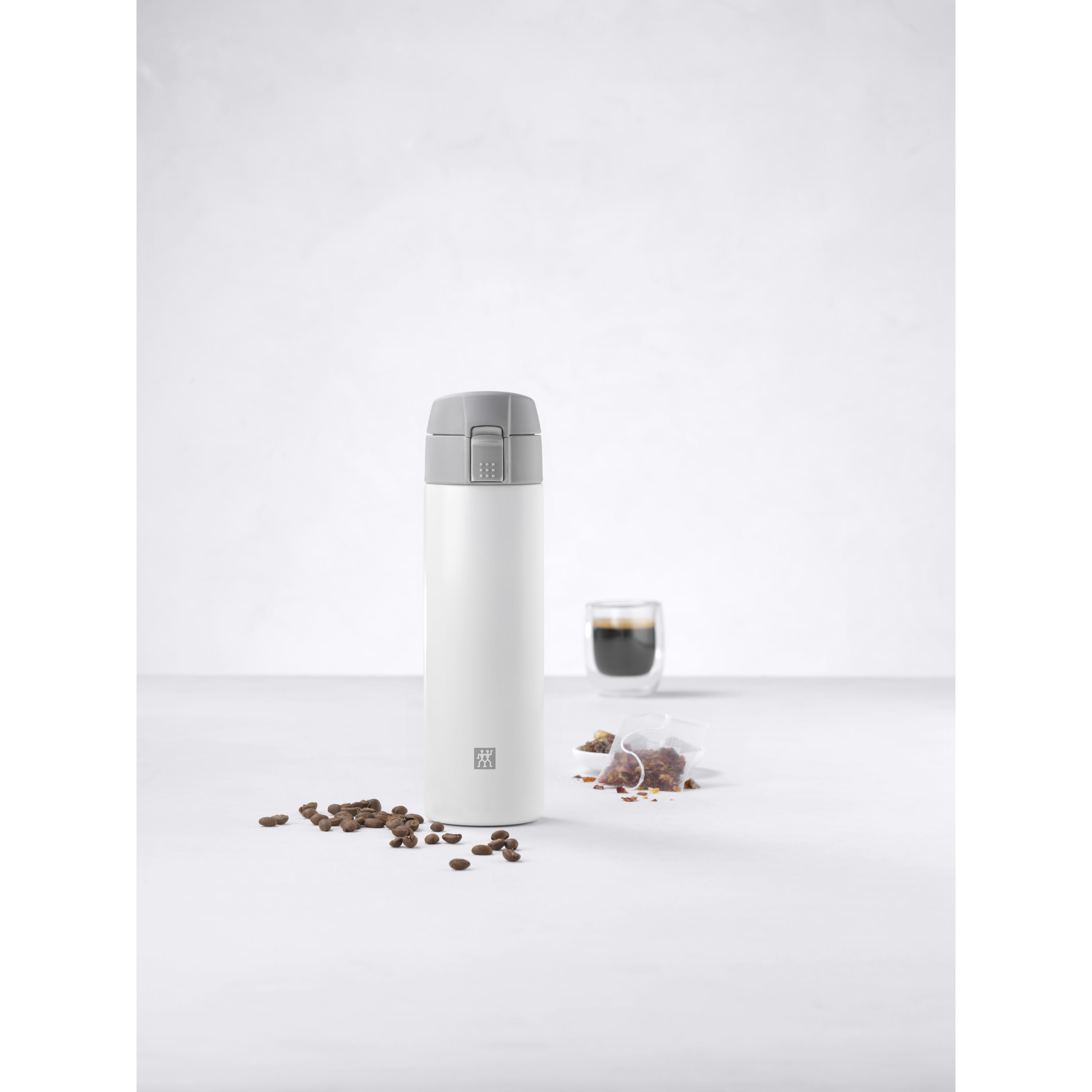 Thermobecher, 450 ml, Edelstahl, Weiß-grau