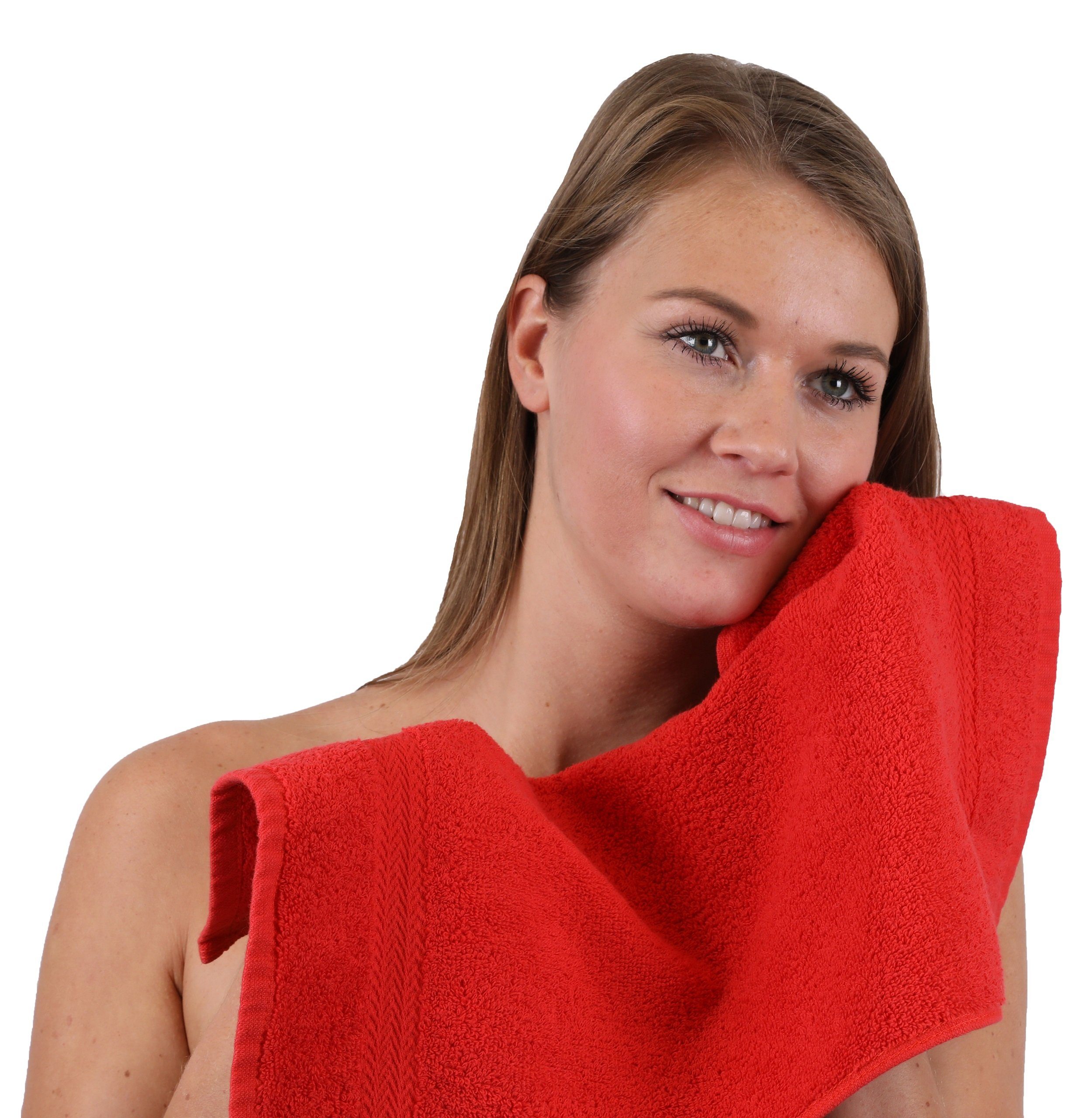 Betz Gästehandtücher 10 Stück Gästehandtücher Premium 100% Baumwolle Gästetuch-Set 30x50 cm Farbe rot und anthrazit, 100% Baumwolle (10-St)