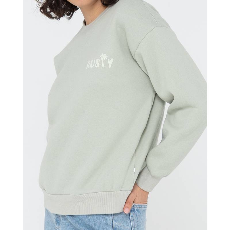 RUSTY RUSTY PALM RELAXED CREW FLEECE Rundhalspullover Damen