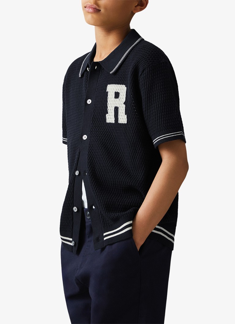 Cămașă Reiss Mikan cu model ajurat și broderie.