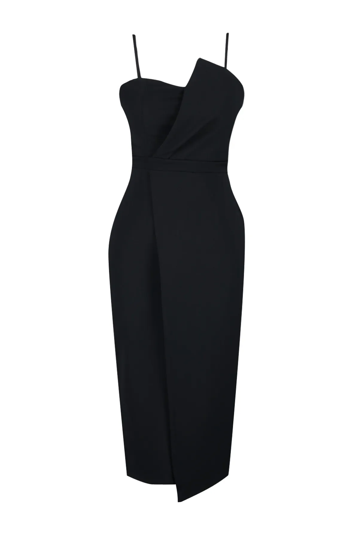 Trendyol Collection  Schwarzes zweireihiges gewebtes Abendkleid TPRSS19FZ0136