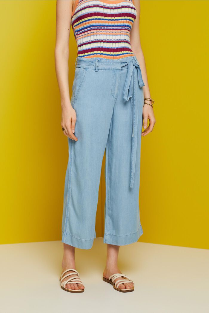 Verkürzte Hose mit weitem Bein, TENCEL™