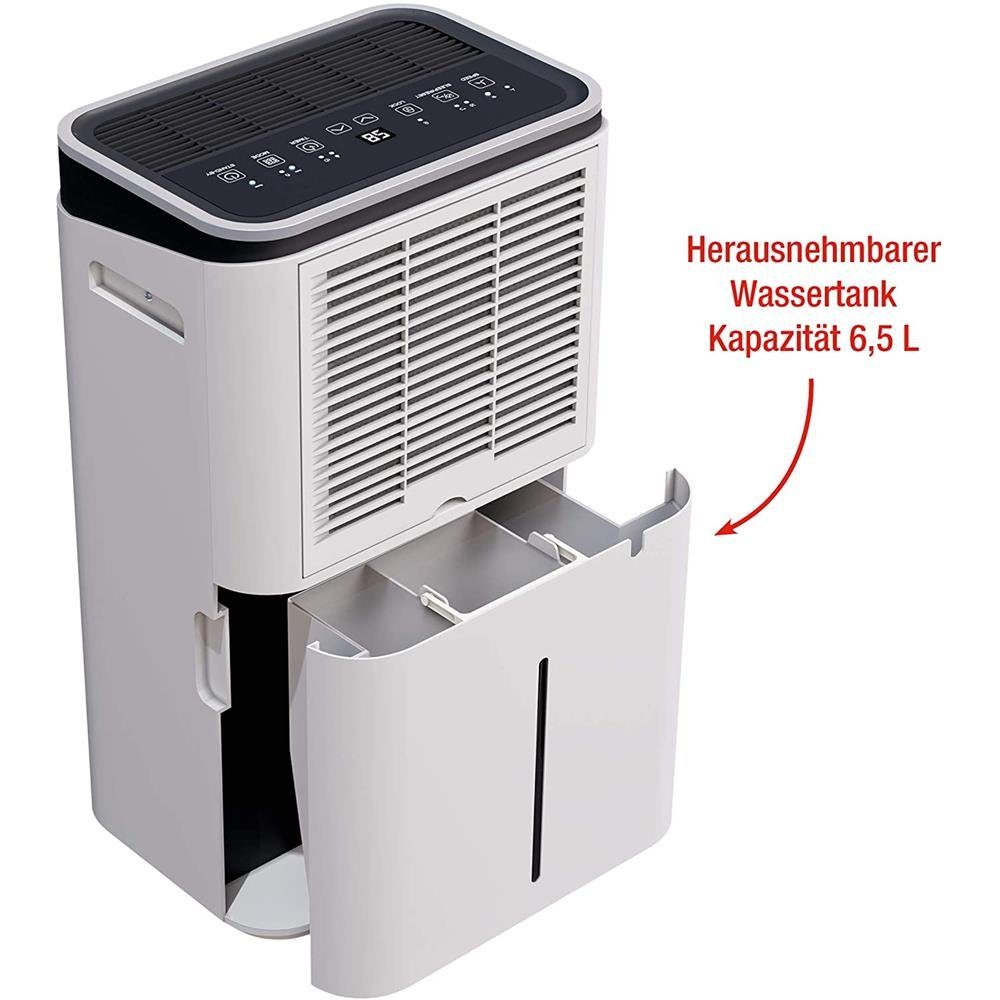 KORONA Luftbefeuchter 82100 Luftentfeuchter, 6.5 l Wassertank, Luftentfeuchter bis 30 m², Wäschetrocknungsfunktion, 6,5 L, Timer, LED-Lichtindikation, Staubfilter verbessert die Raumluft, 370 Watt, 47 dB leise, inkl. Drainageschlauch