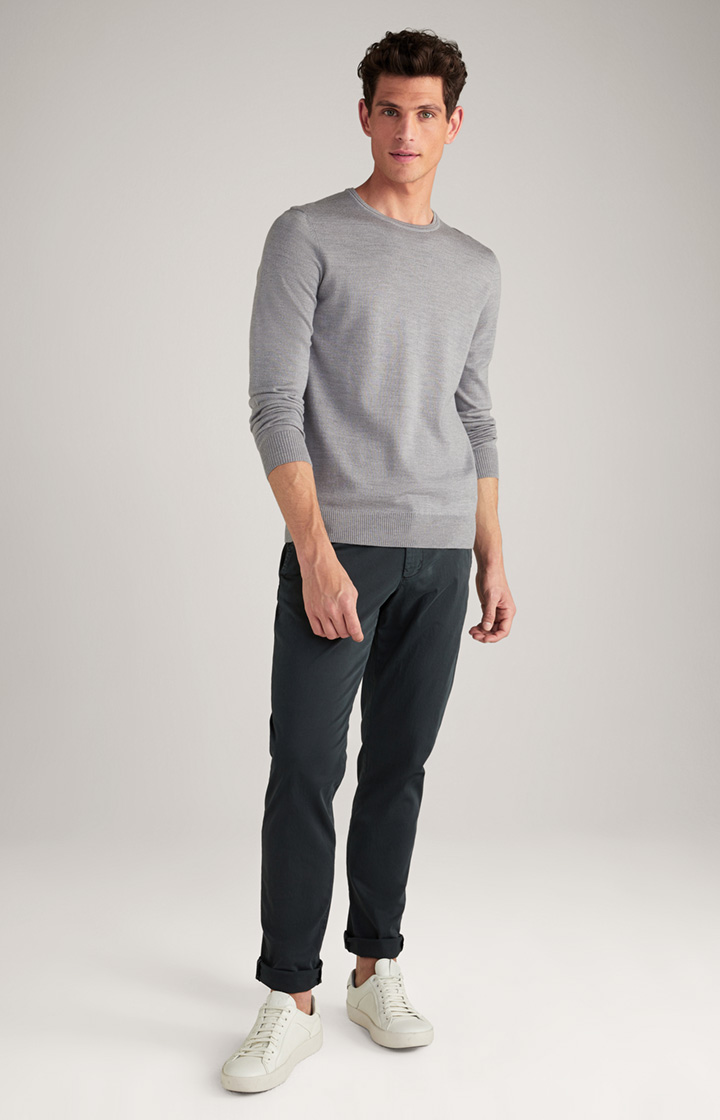 Merinowoll-Pullover Denny in Grau meliert