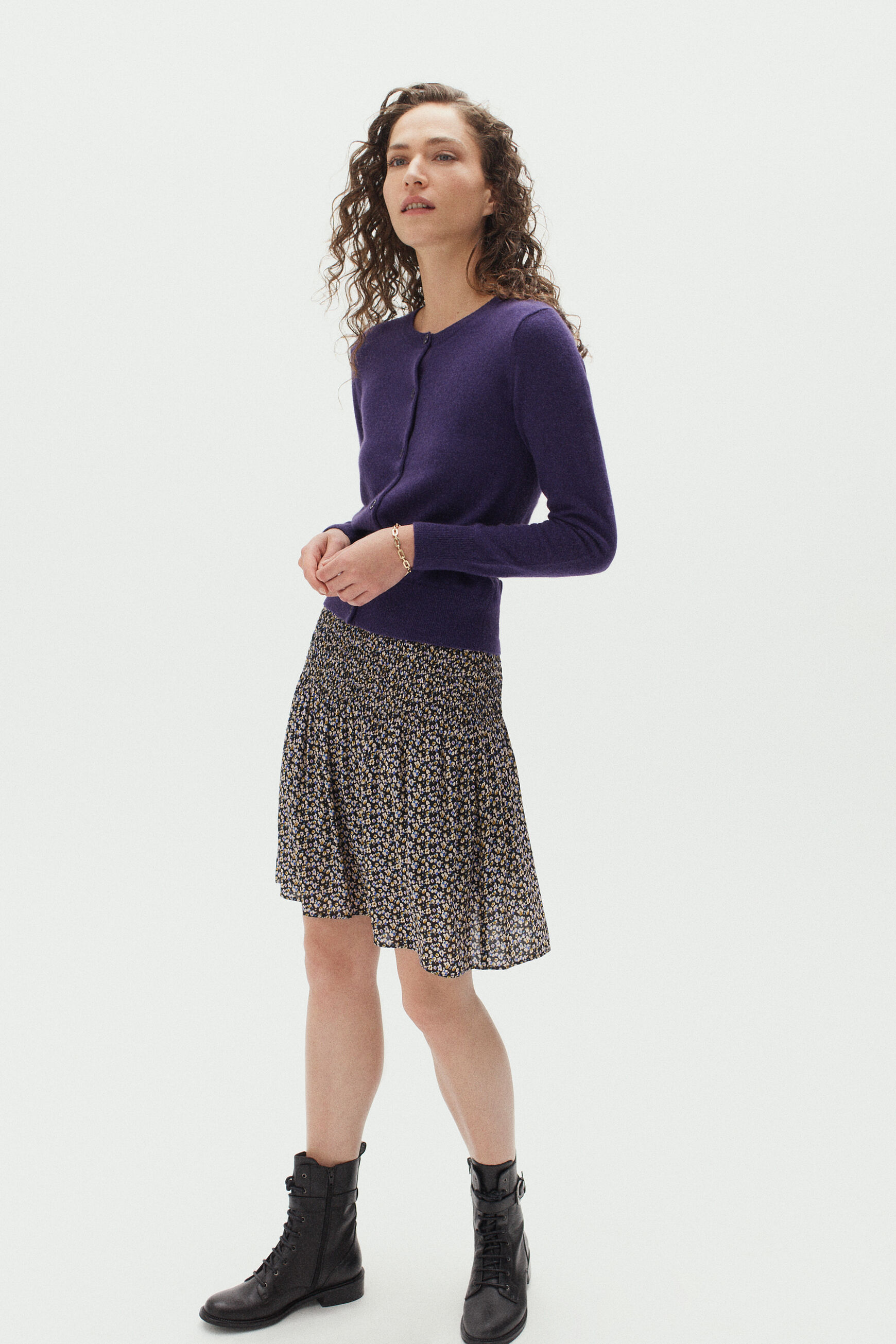 jupe jessie fleurs noir femme