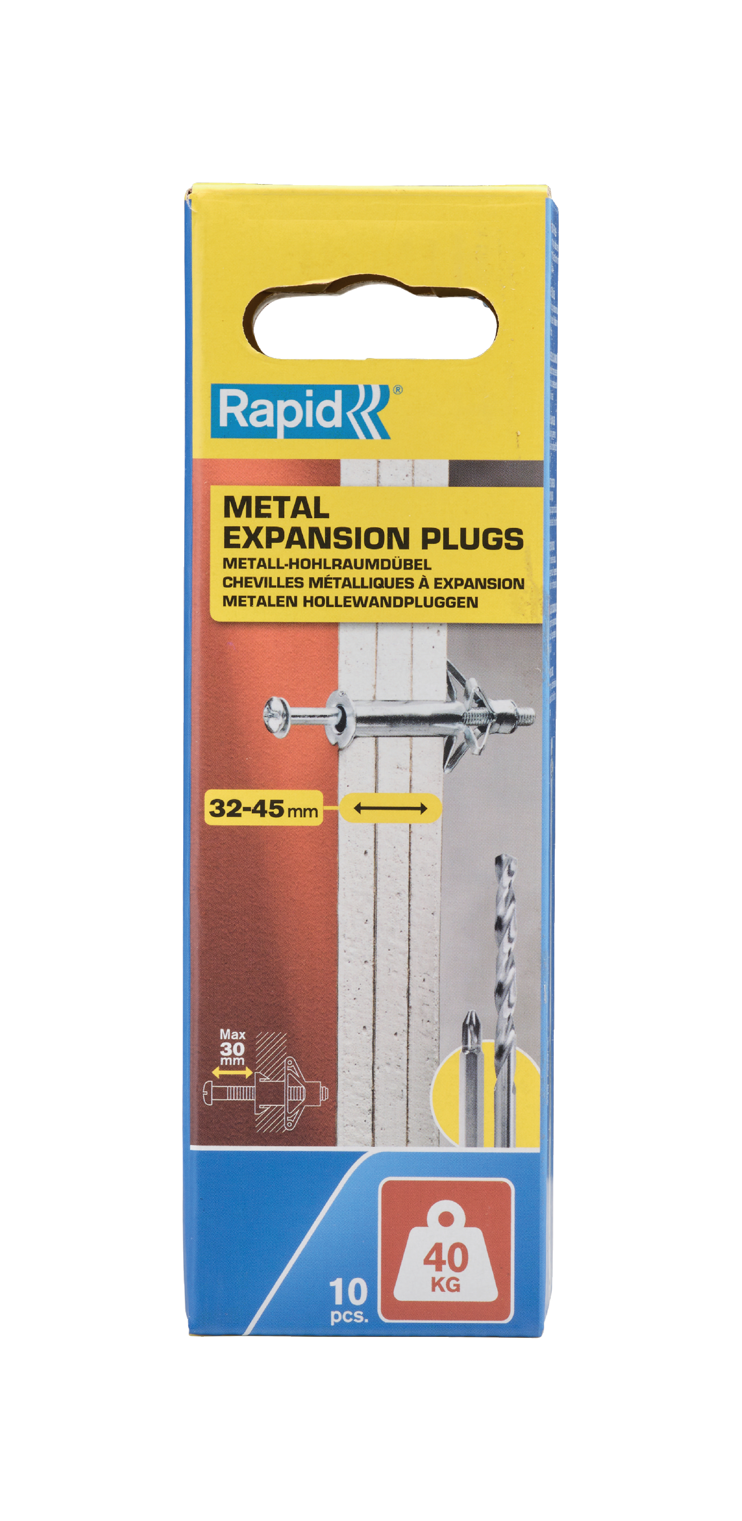 Tassello Rapid 5001552 per pareti cave, adatto a pannelli con spessore da 32 a 45 mm, portata 40 kg.